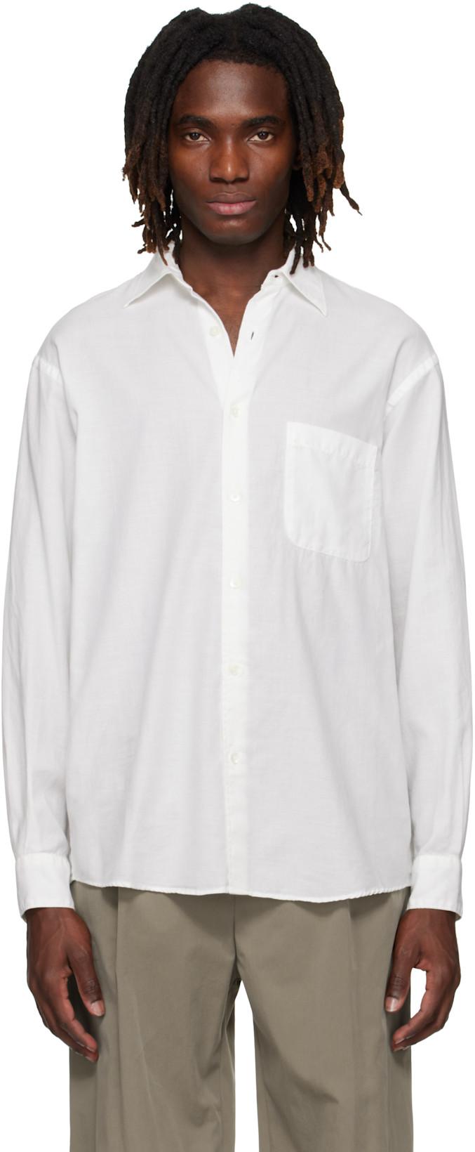White Cotton Silk Lawn Loosed Shirt by YOKE