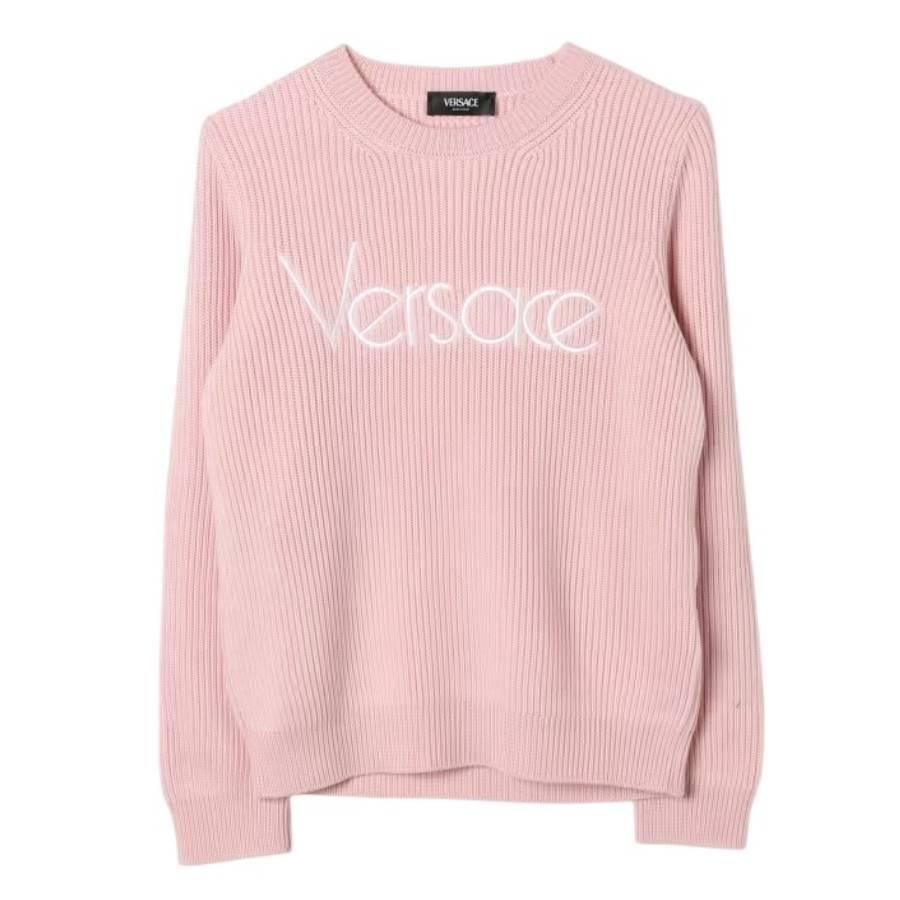 Versace Girls 80s Embroidered Wool Sweater by YOUNG VERSACE