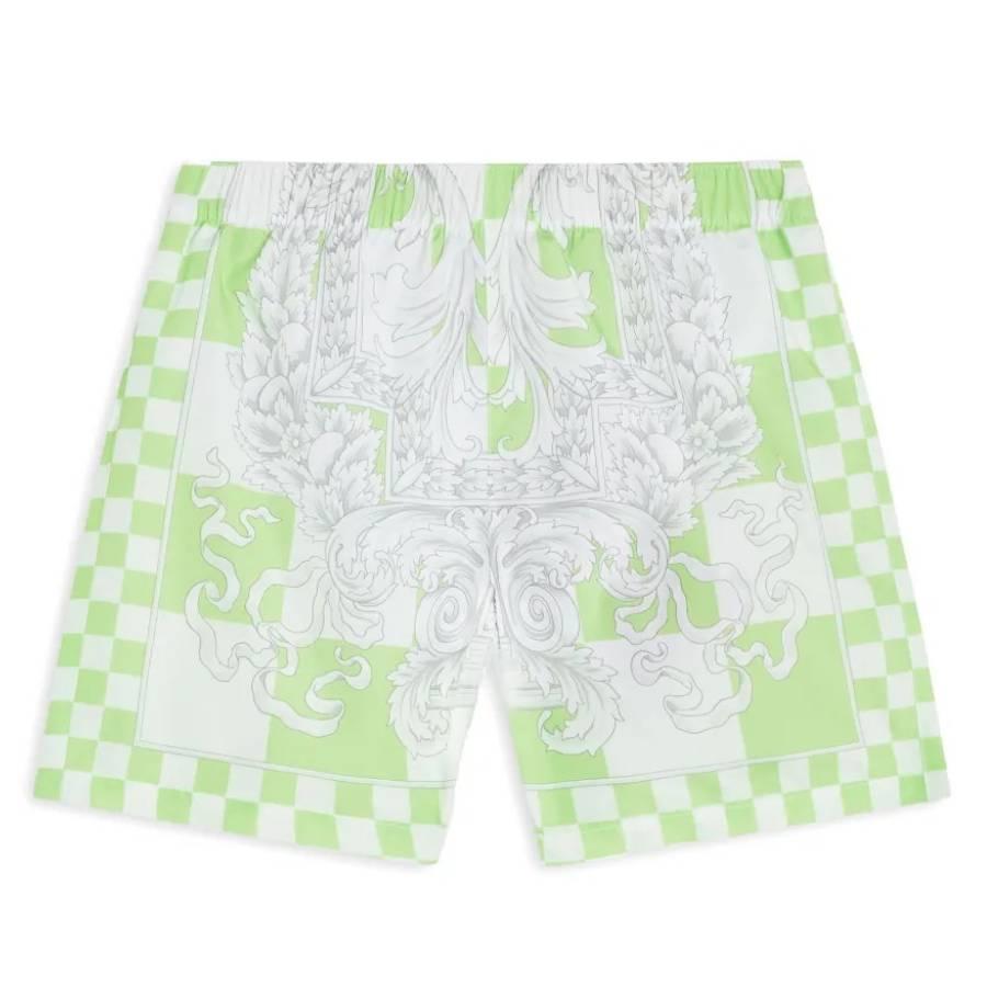 Young Versace Girls Checkerboard Barocco Swim Shorts by YOUNG VERSACE
