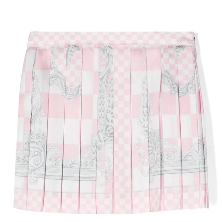 Young Versace Girls Medusa Check Pleated Skirt by YOUNG VERSACE