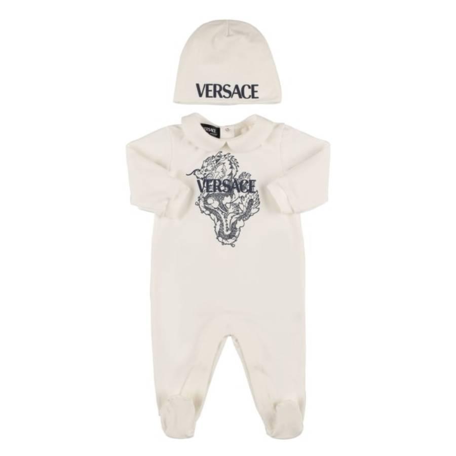 Young Versace Infant Dragon Cotton Jersey Romper & Hat by YOUNG VERSACE