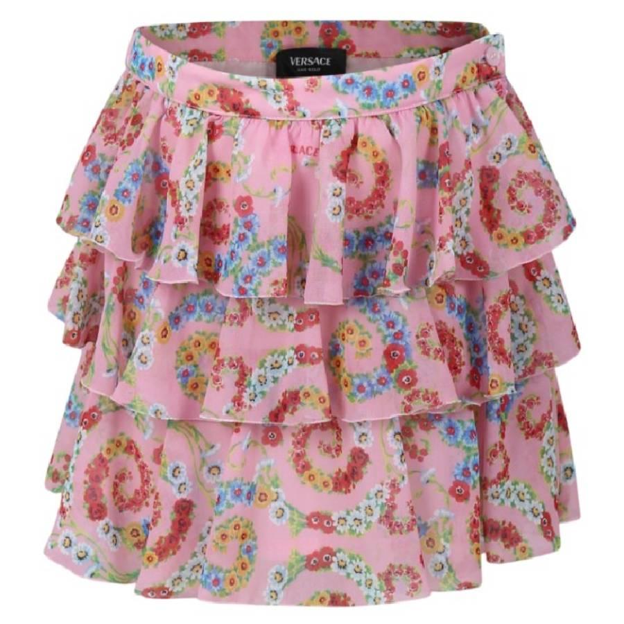 Young Versace Kids Barocco Floral Ruffle Skirt by YOUNG VERSACE