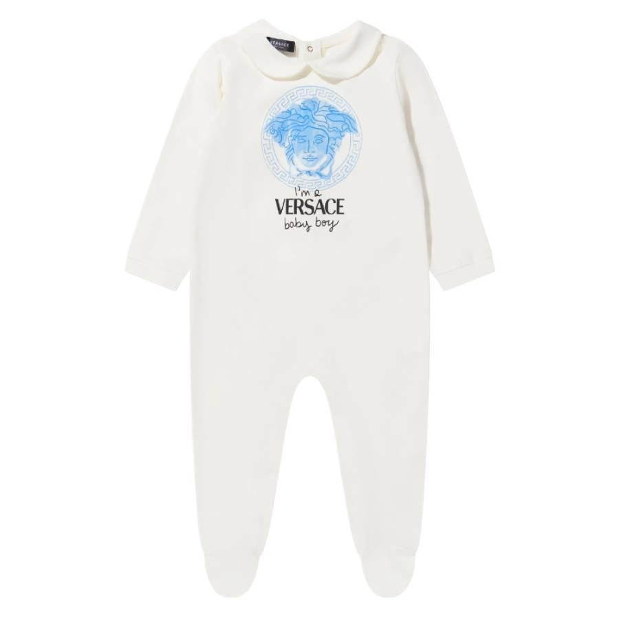 Young Versace Kids Stretch-Cotton Medusa Logo Jumpsuit by YOUNG VERSACE