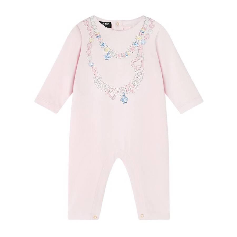 Young Versace Newborn Logo-Print Necklace Babygrow by YOUNG VERSACE