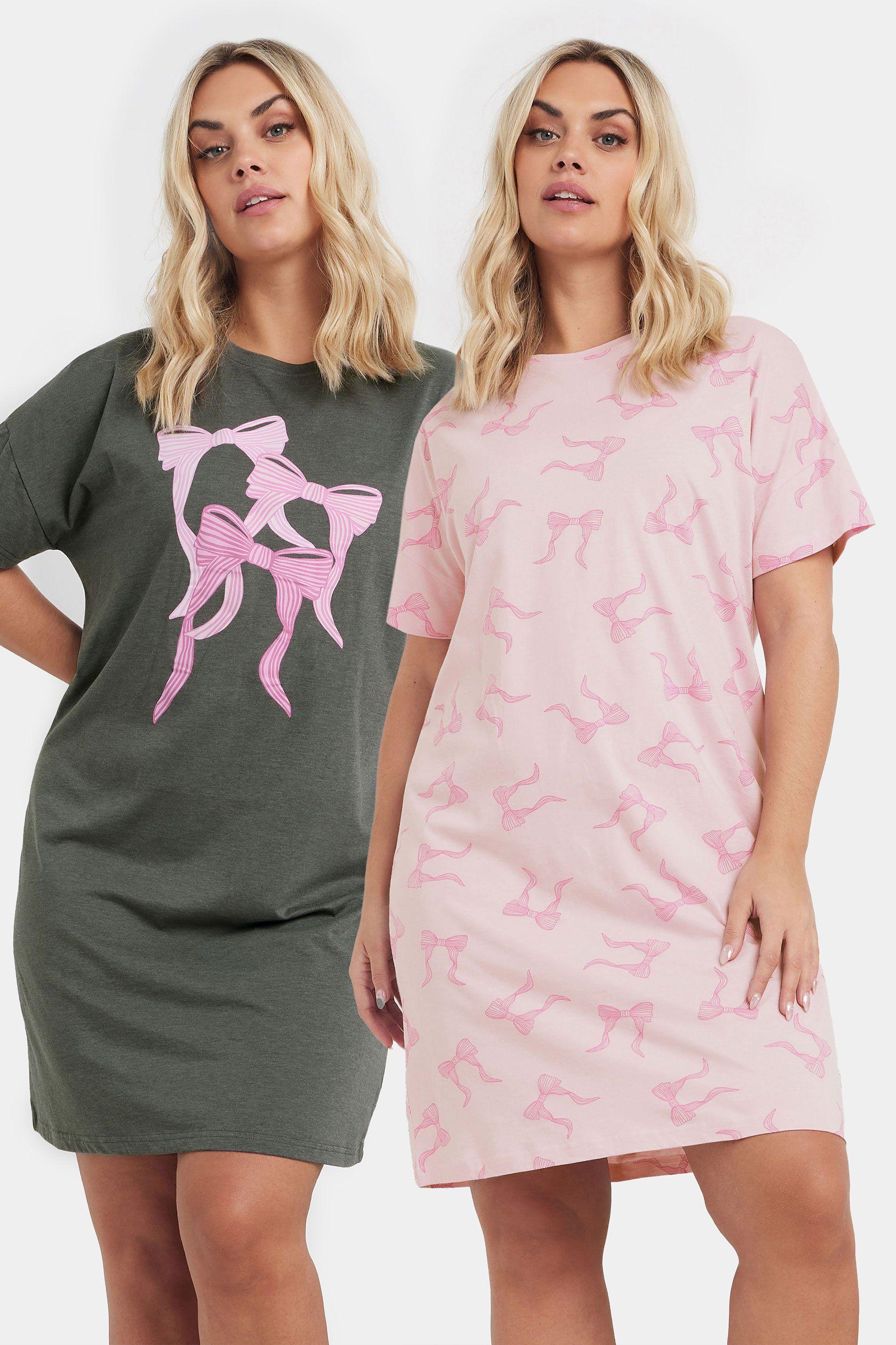 2 Pack Bow Print Nightdresss by YOURS