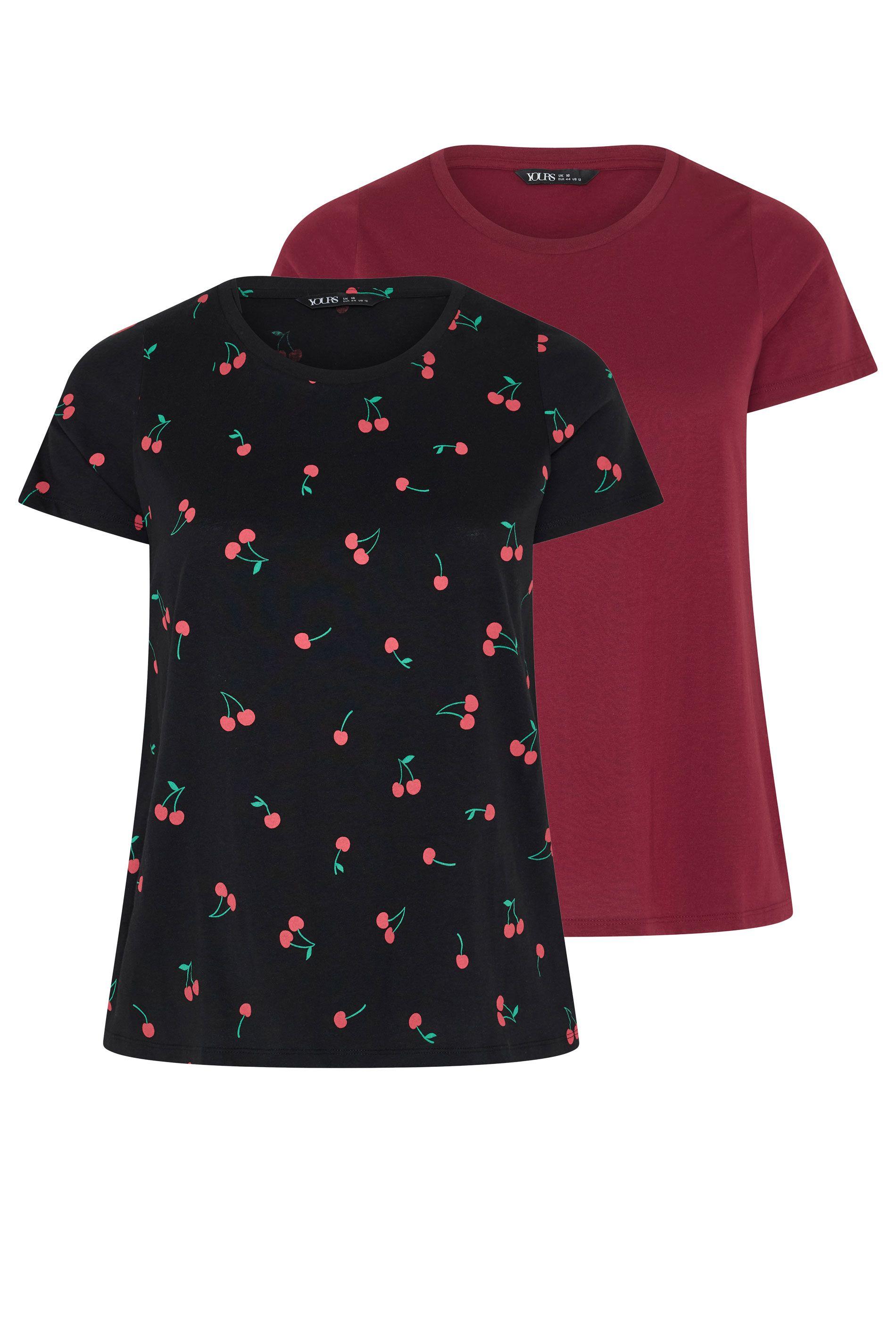 2 Pack Cherry T-Shirts by YOURS