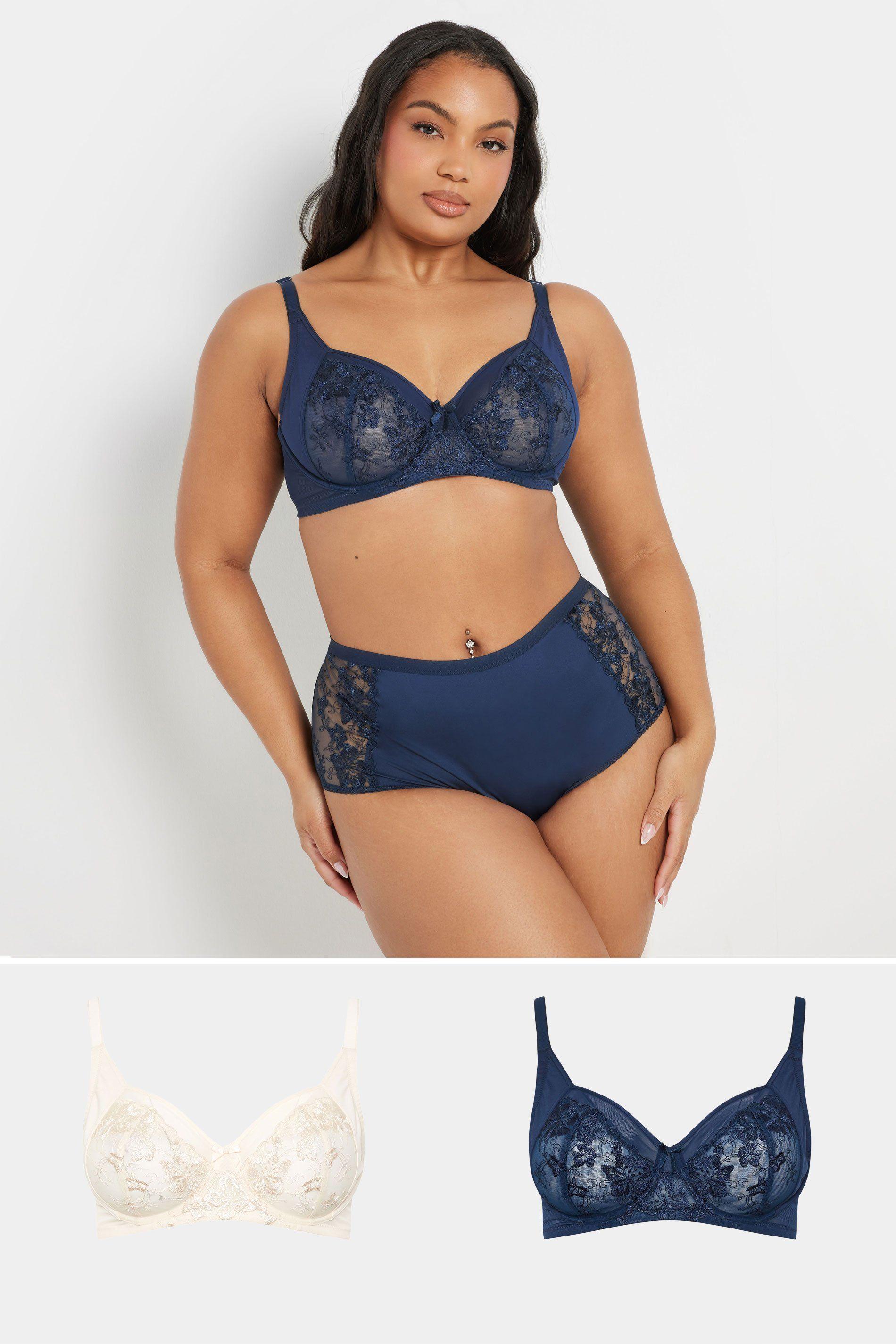 2 Pack Floral Embroidered Underwired Bras by YOURS