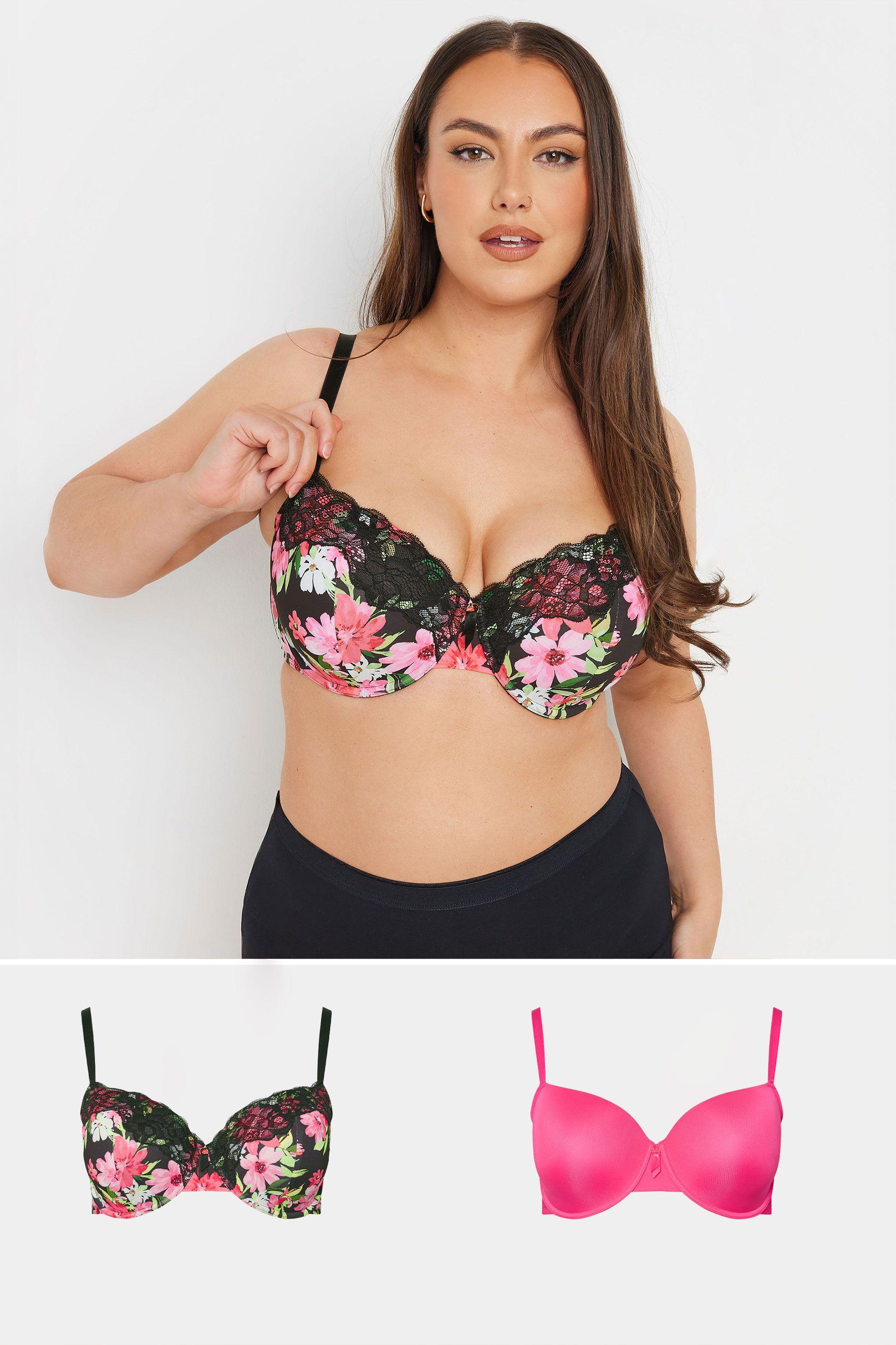 2 Pack Floral Print Padded Bras by YOURS