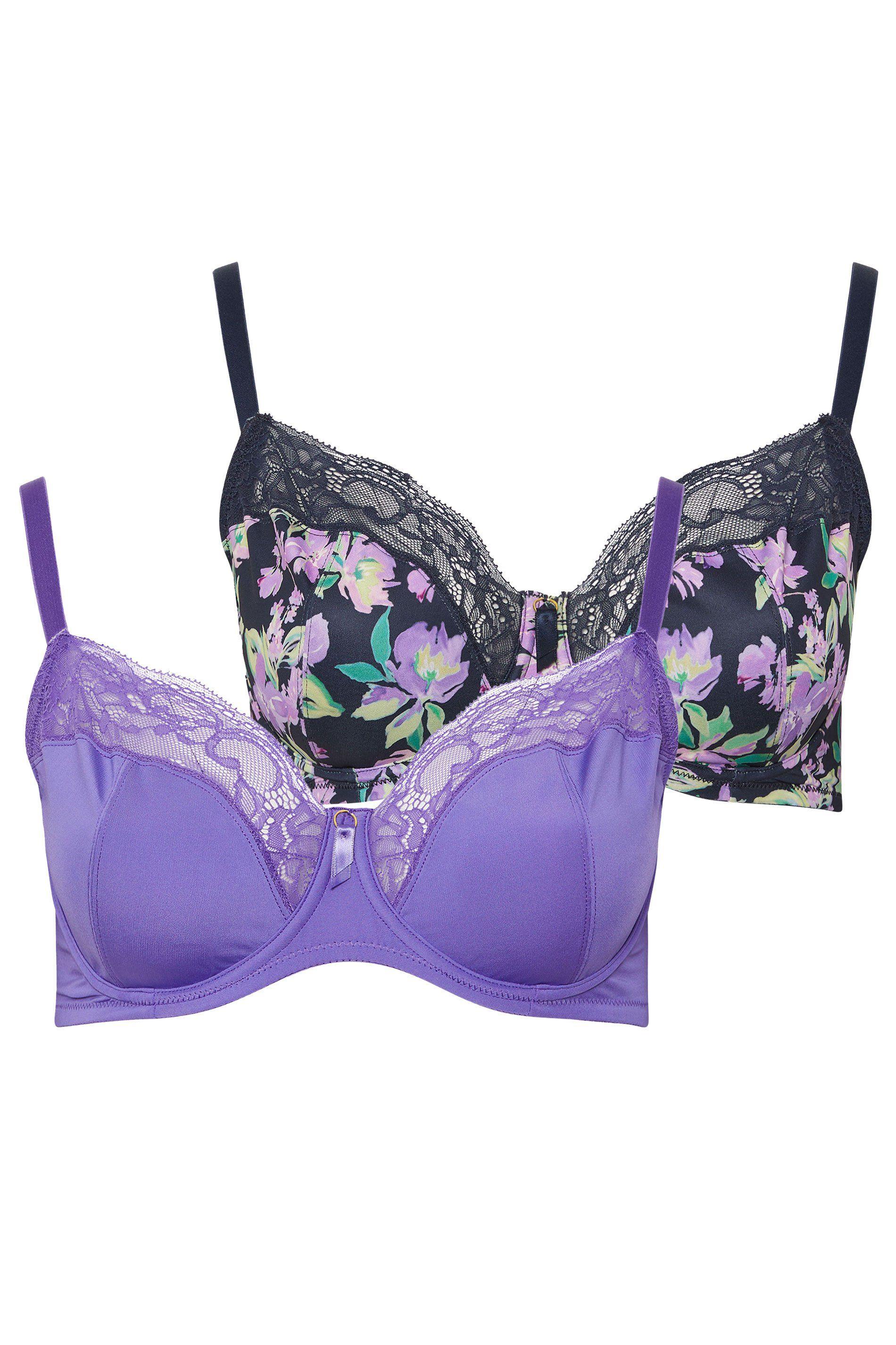2 Pack Floral Underwired Bras by YOURS