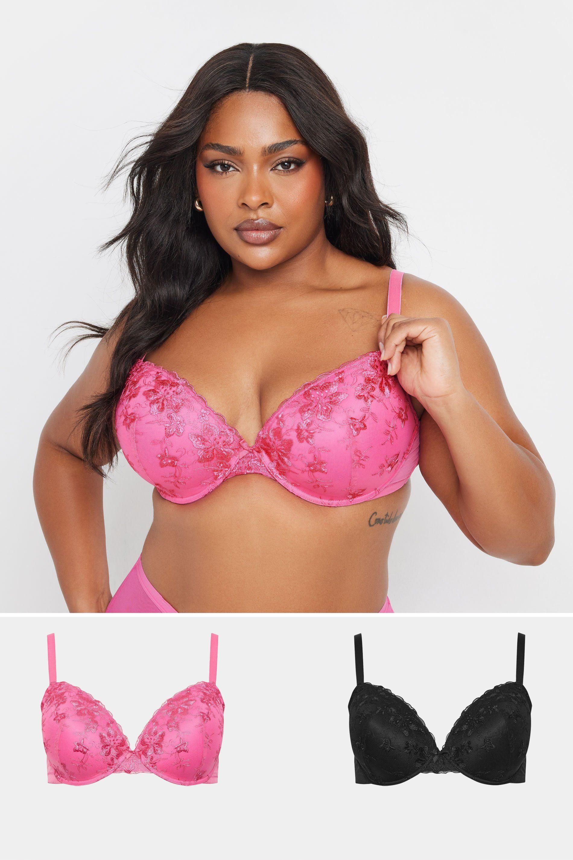 2 Pack Lace Embroidered Padded Bras by YOURS