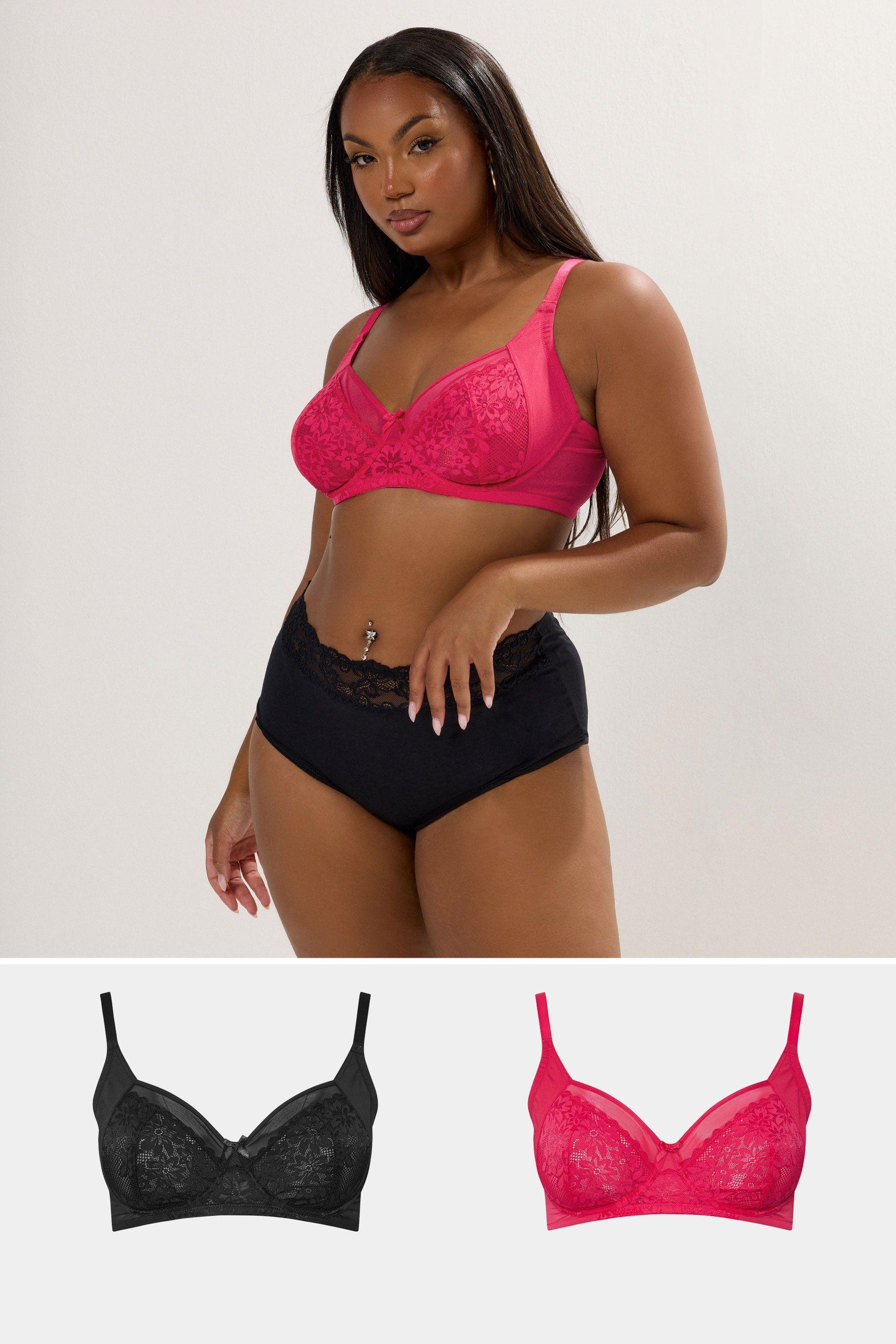 2 Pack Lace Mesh Underwired Bras by YOURS