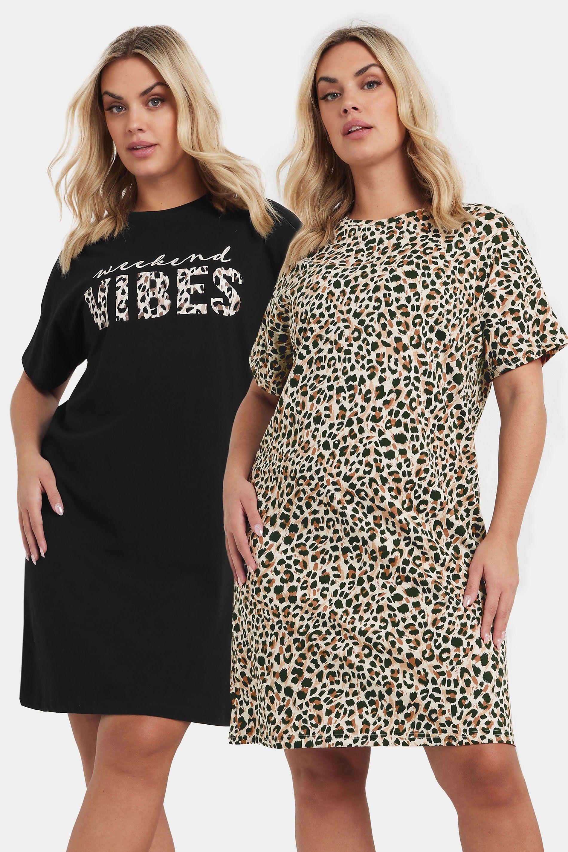 2 Pack Leopard Print Nightdresss by YOURS