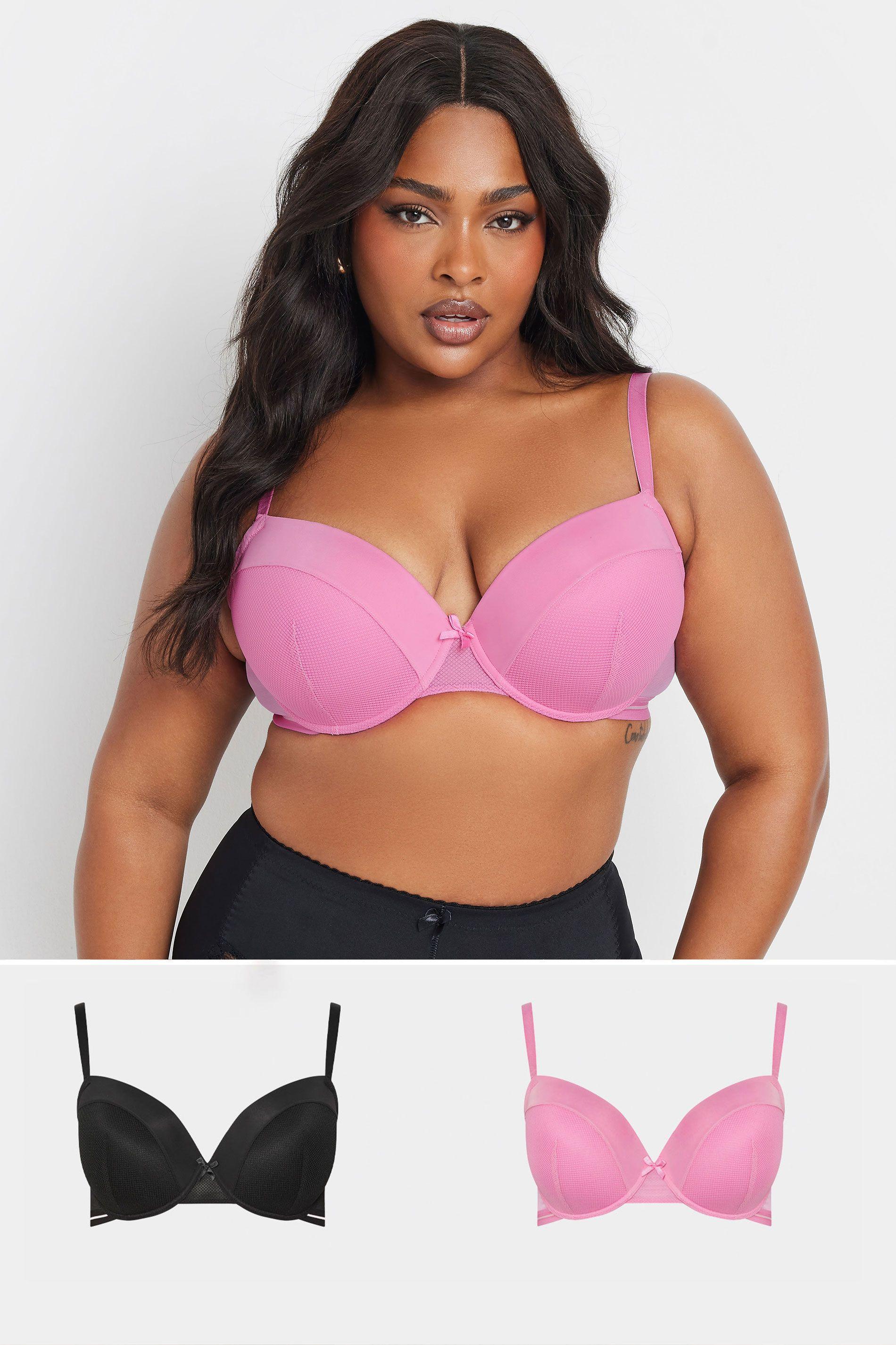2 Pack Mesh Padded Plunge Bras by YOURS