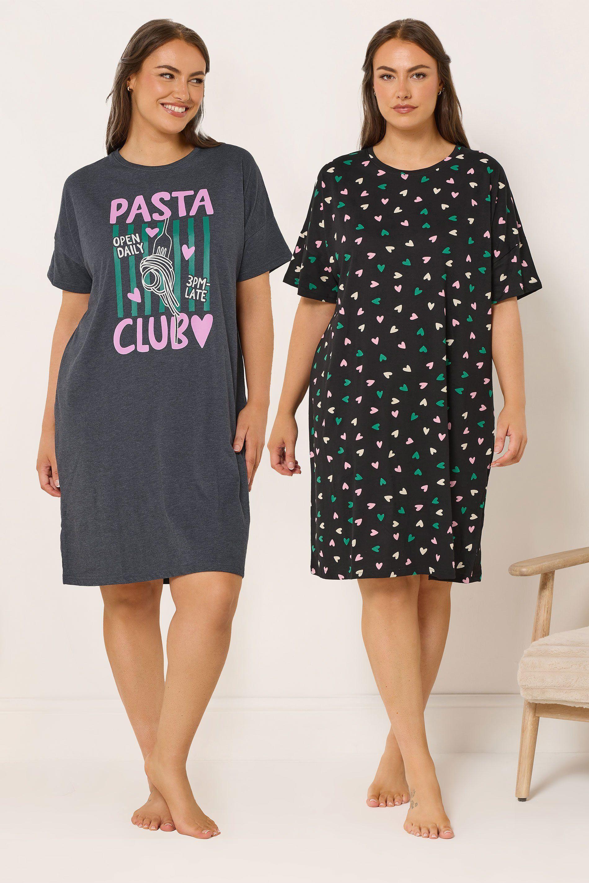 2 Pack 'Pasta Club' Sleep Tee Nightdresss by YOURS
