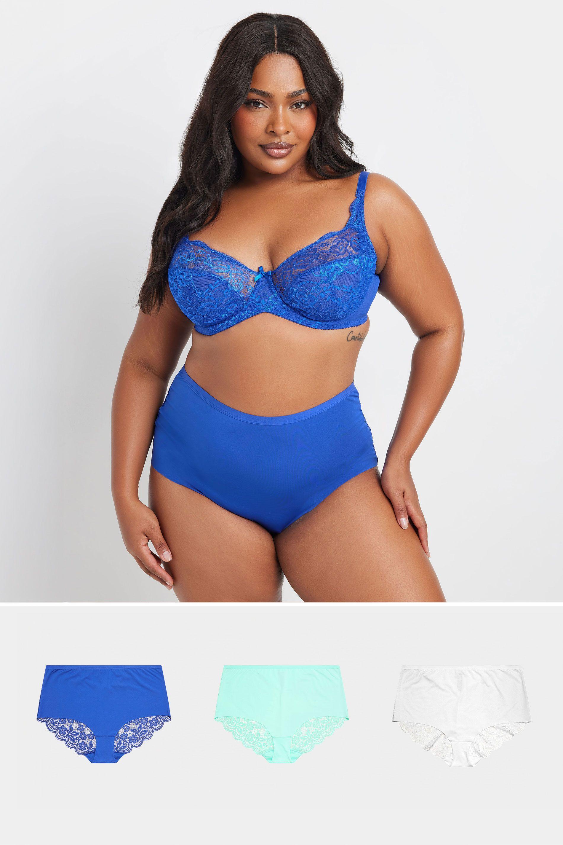 3 Pack Lace Back High Waisted Knickers by YOURS