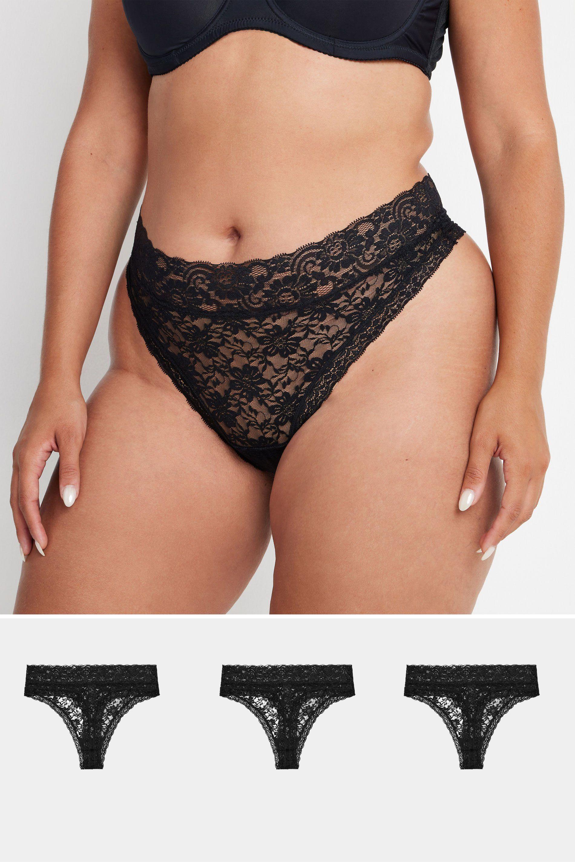 3 Pack Lace High Waisted Thongs by YOURS