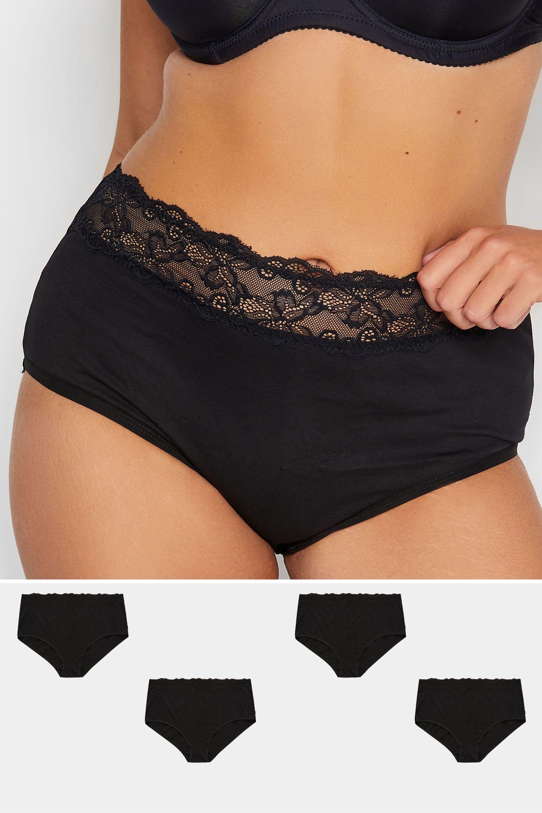 4 Pack Lace Trim Full Briefs by YOURS