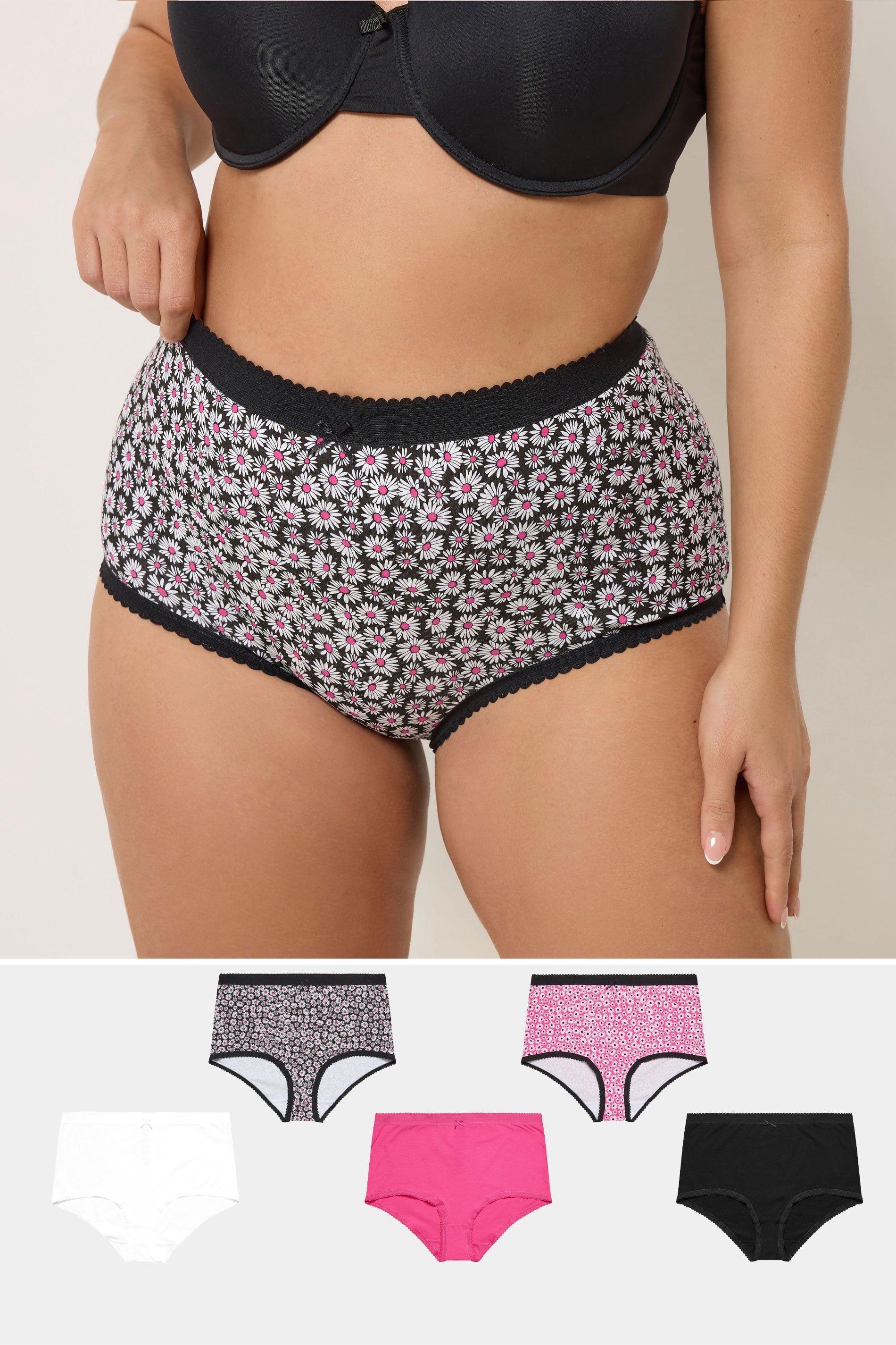 5 Pack Daisy Print Full Briefs by YOURS