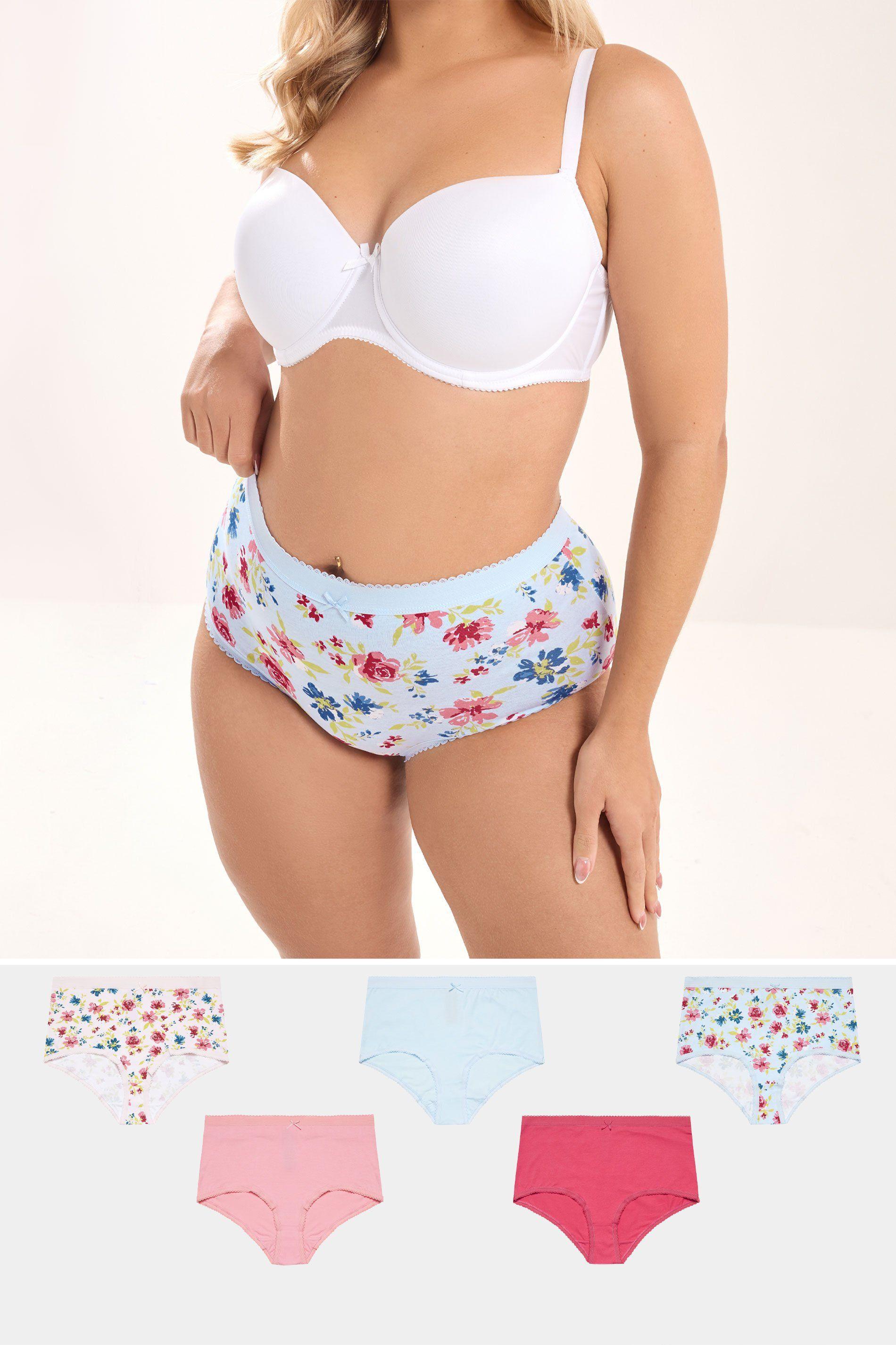 5 Pack Floral Full Briefs by YOURS