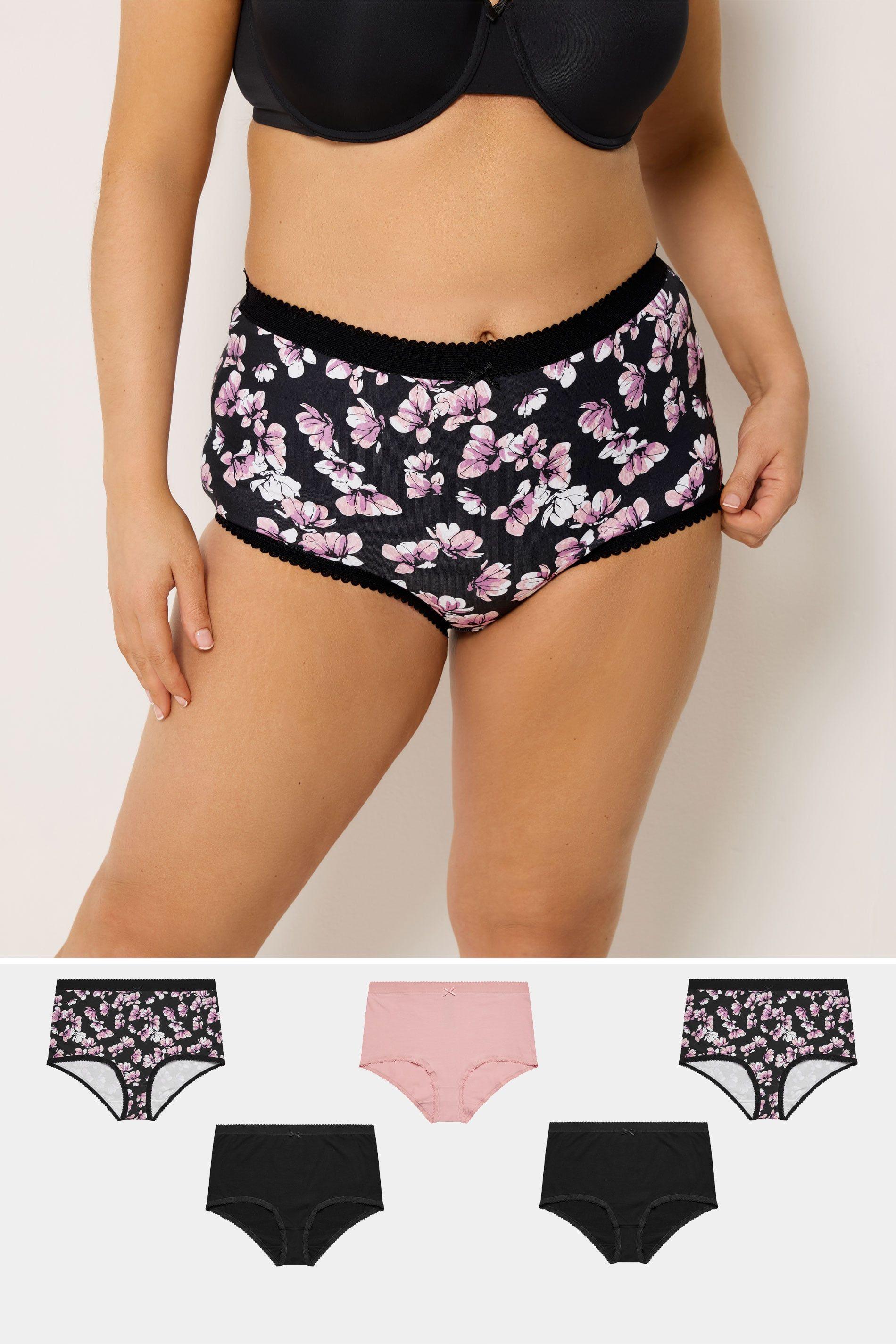 5 Pack Floral Full Briefs by YOURS