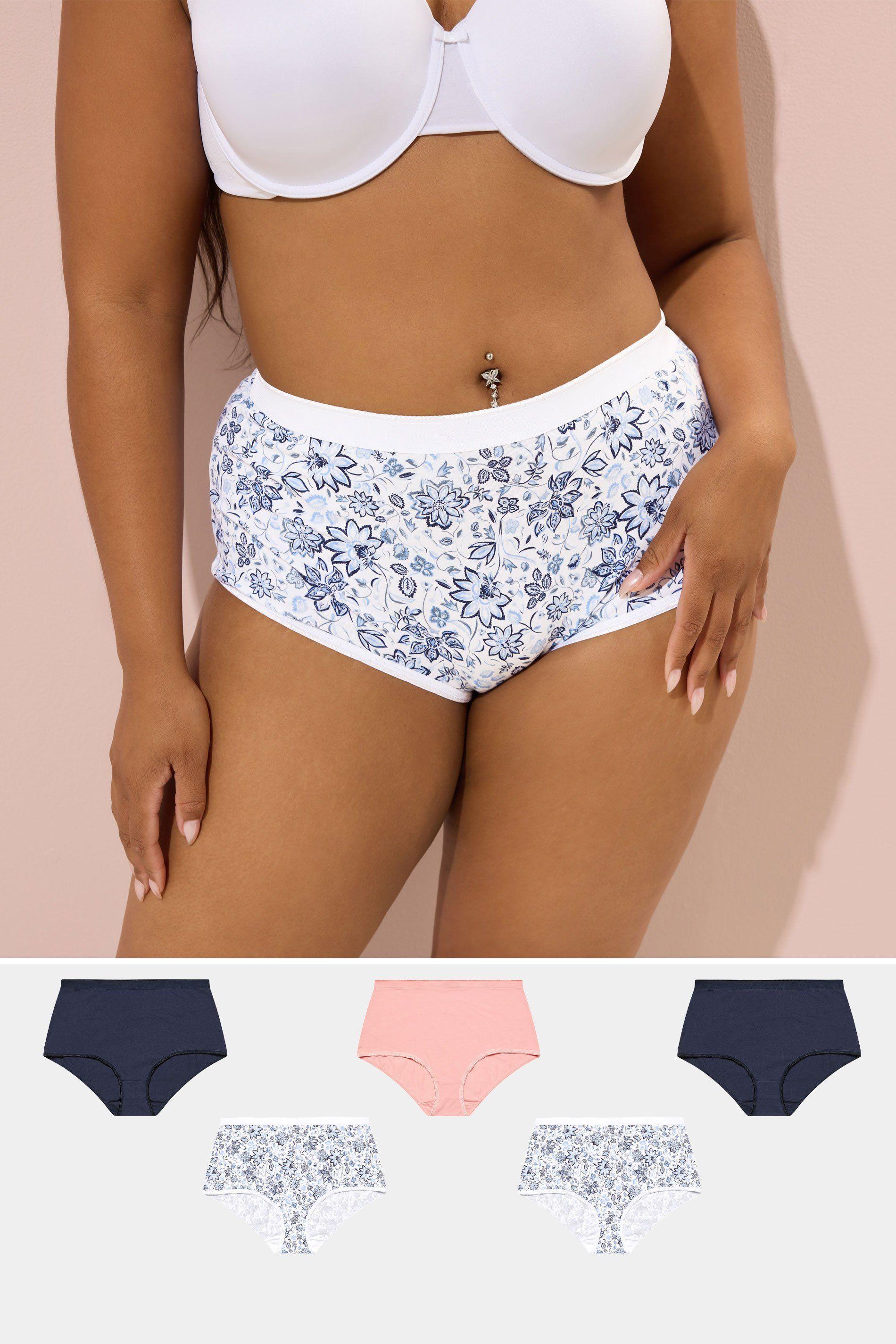 5 Pack Floral Print Full Briefs by YOURS