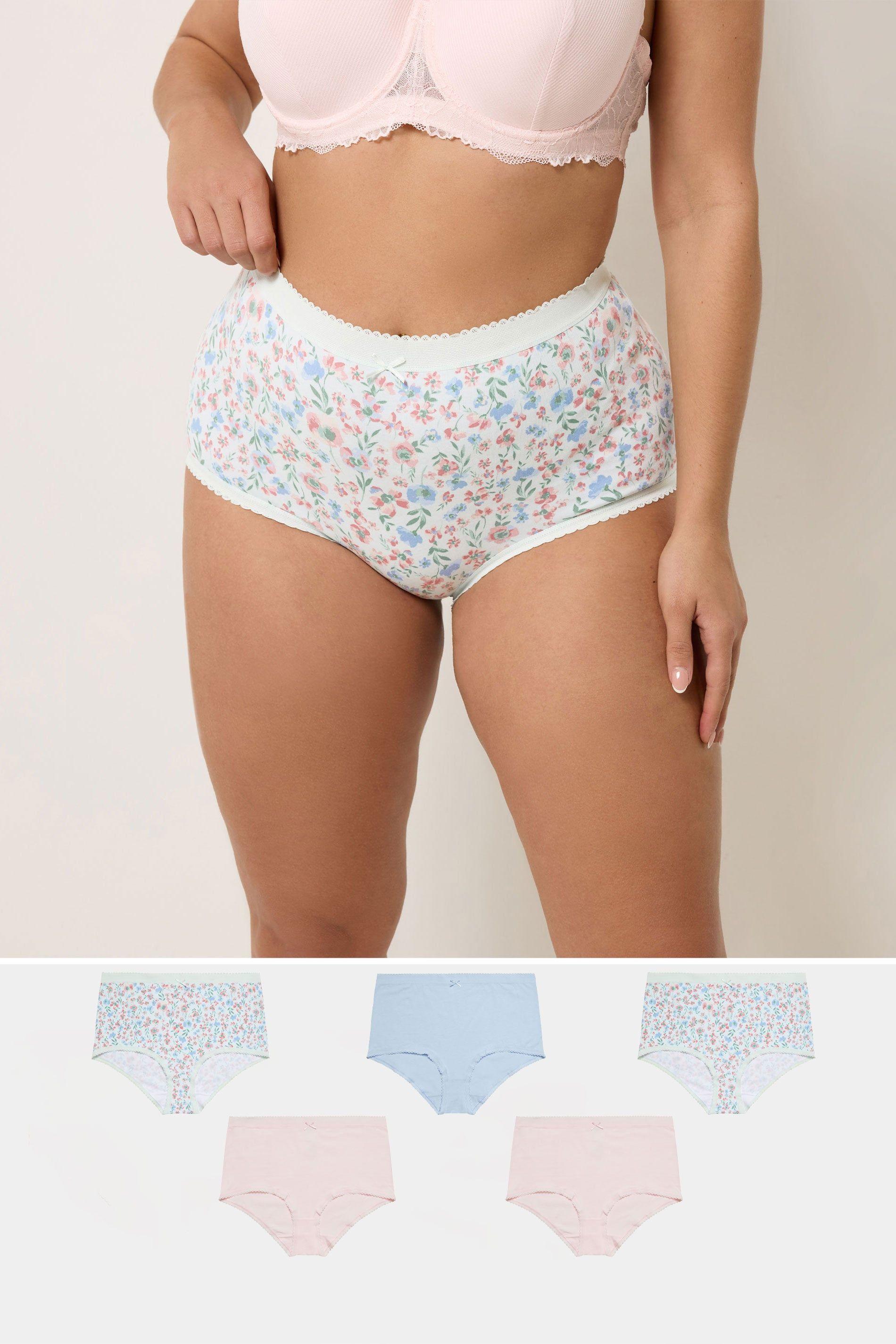 5 Pack Floral Print Full Briefs by YOURS
