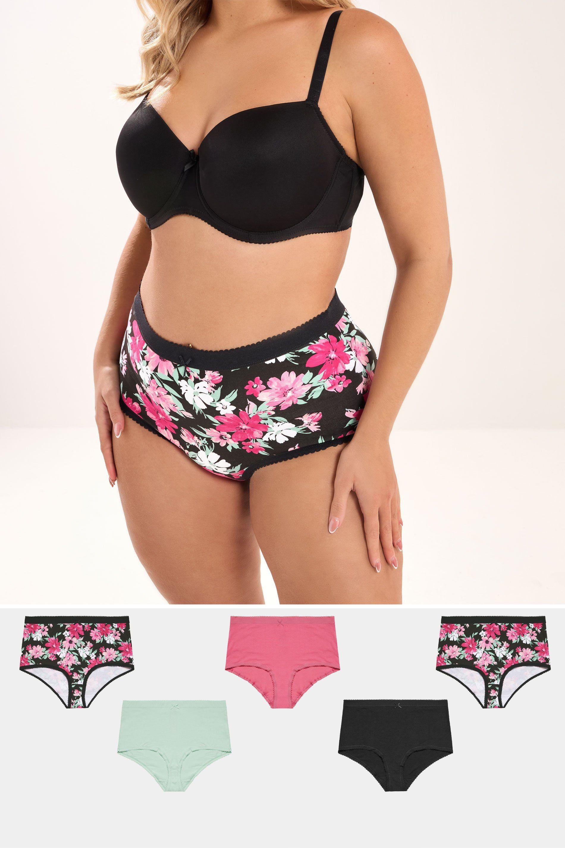 5 Pack Floral Print Full Briefs by YOURS