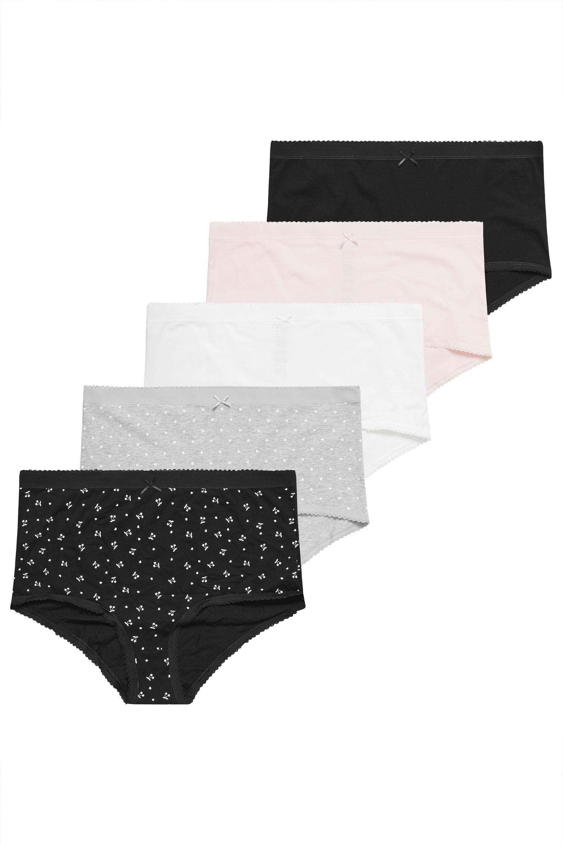 5 Pack Heart Full Briefs by YOURS