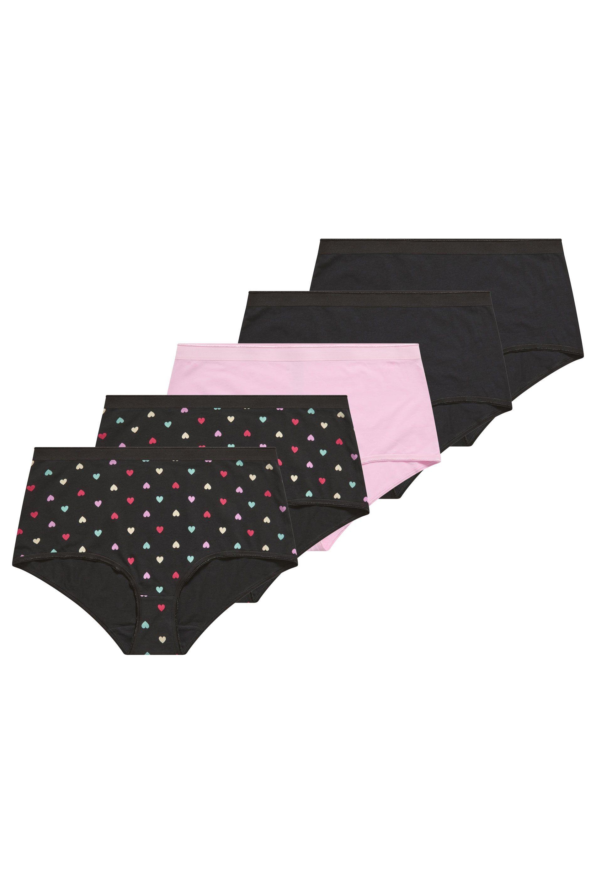 5 Pack Heart Print Full Briefs by YOURS
