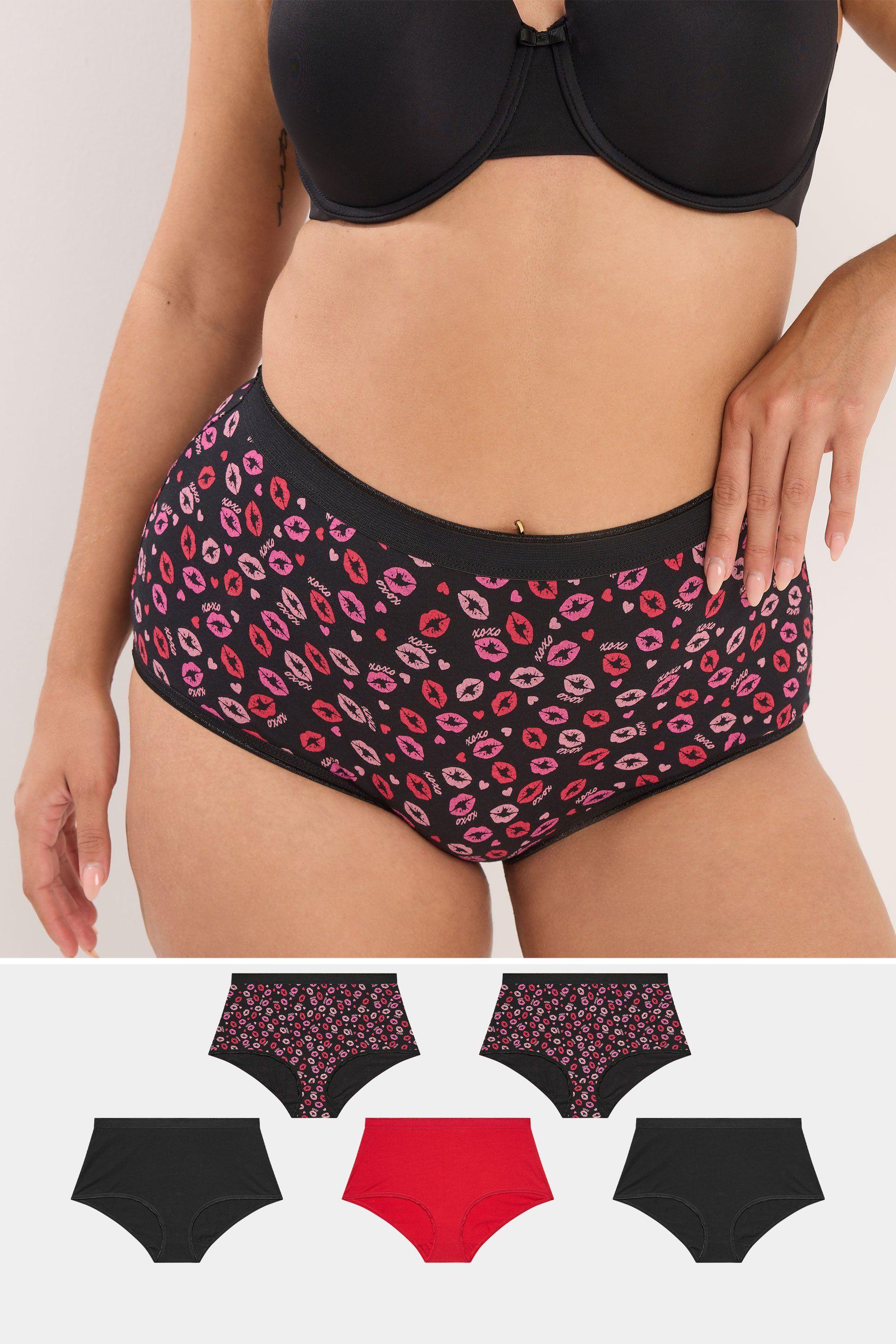 5 Pack Kiss Print Full Briefs by YOURS
