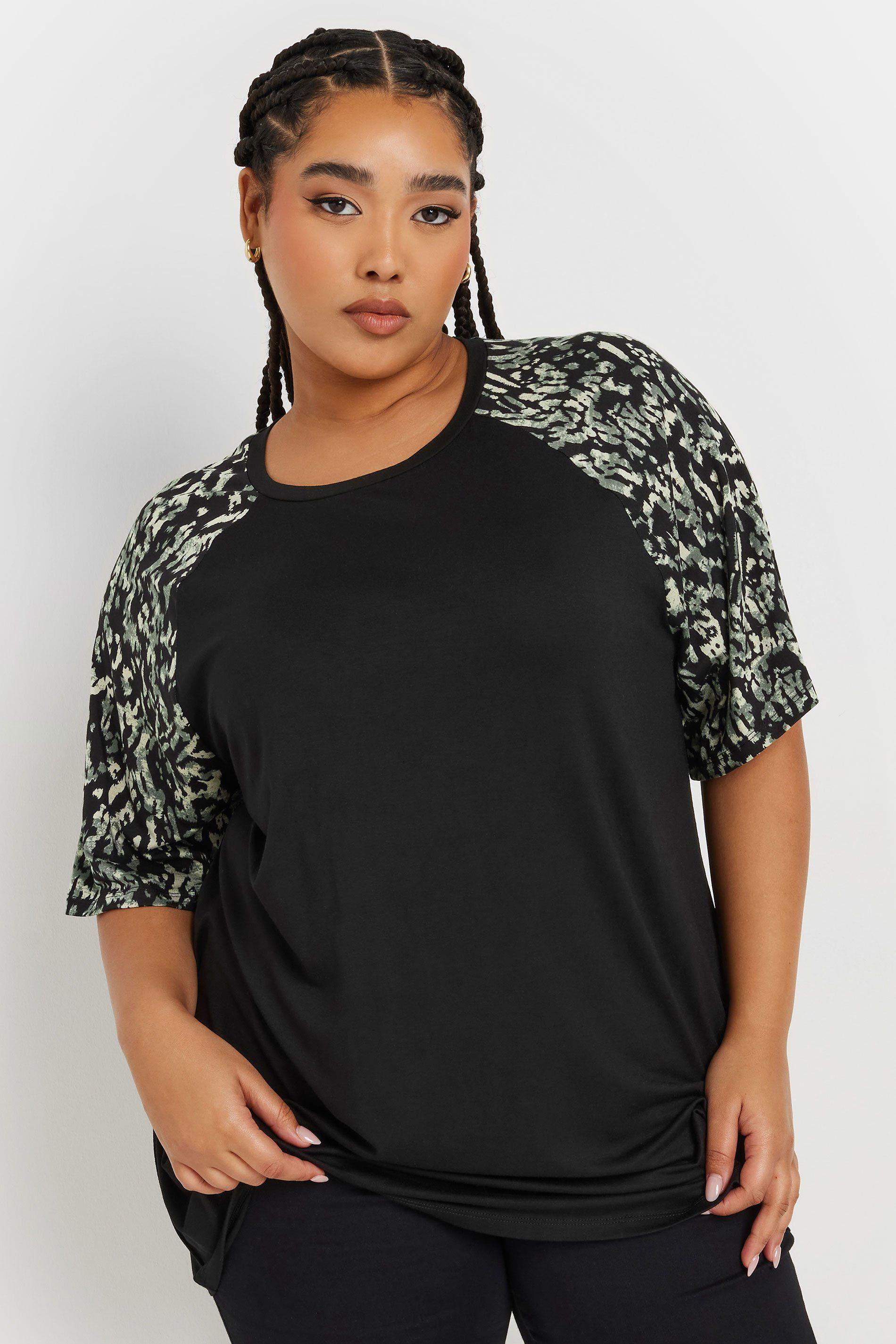 Abstract Contrast Sleeve T-Shirt by YOURS