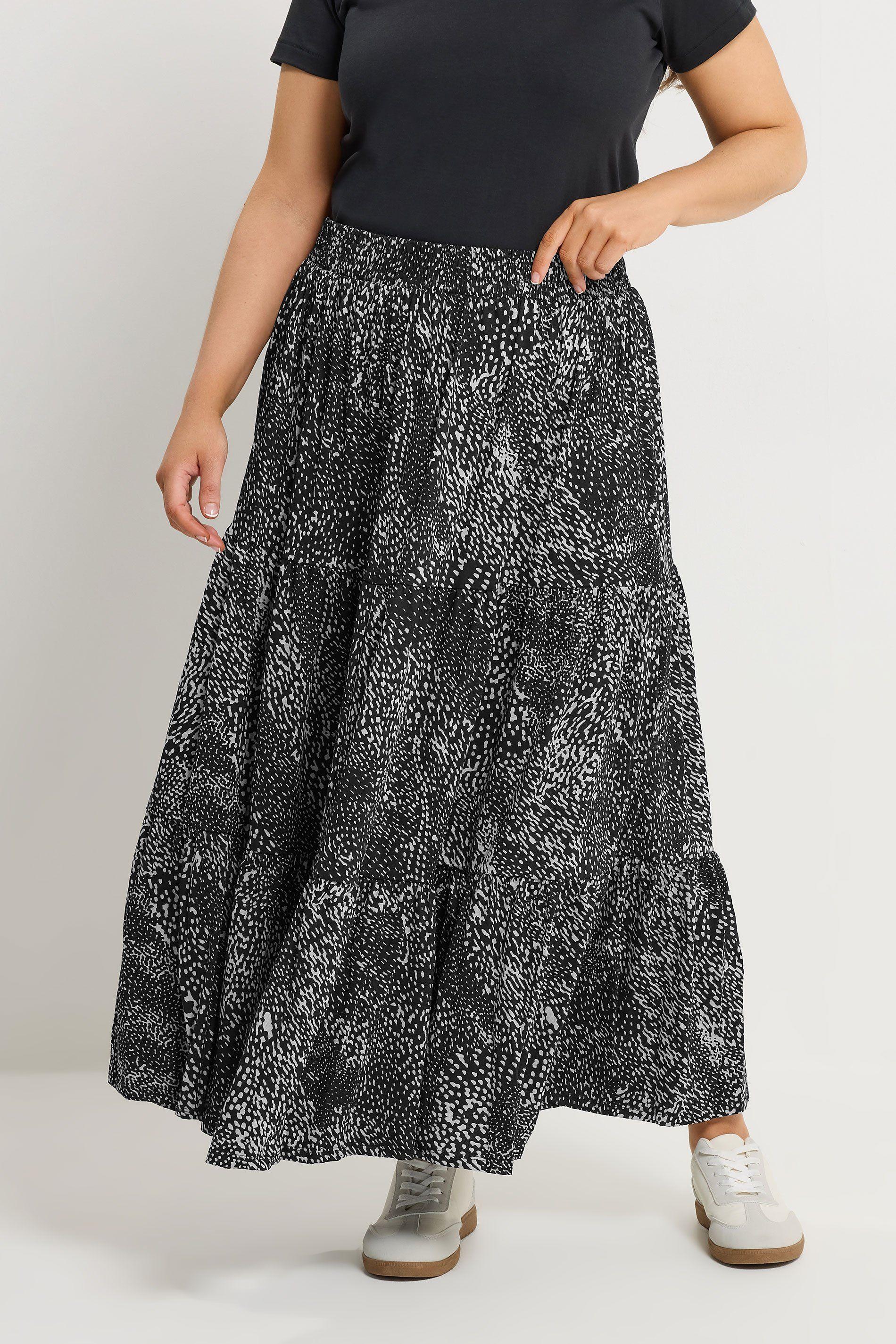 Abstract Print Tiered Maxi Skirt by YOURS