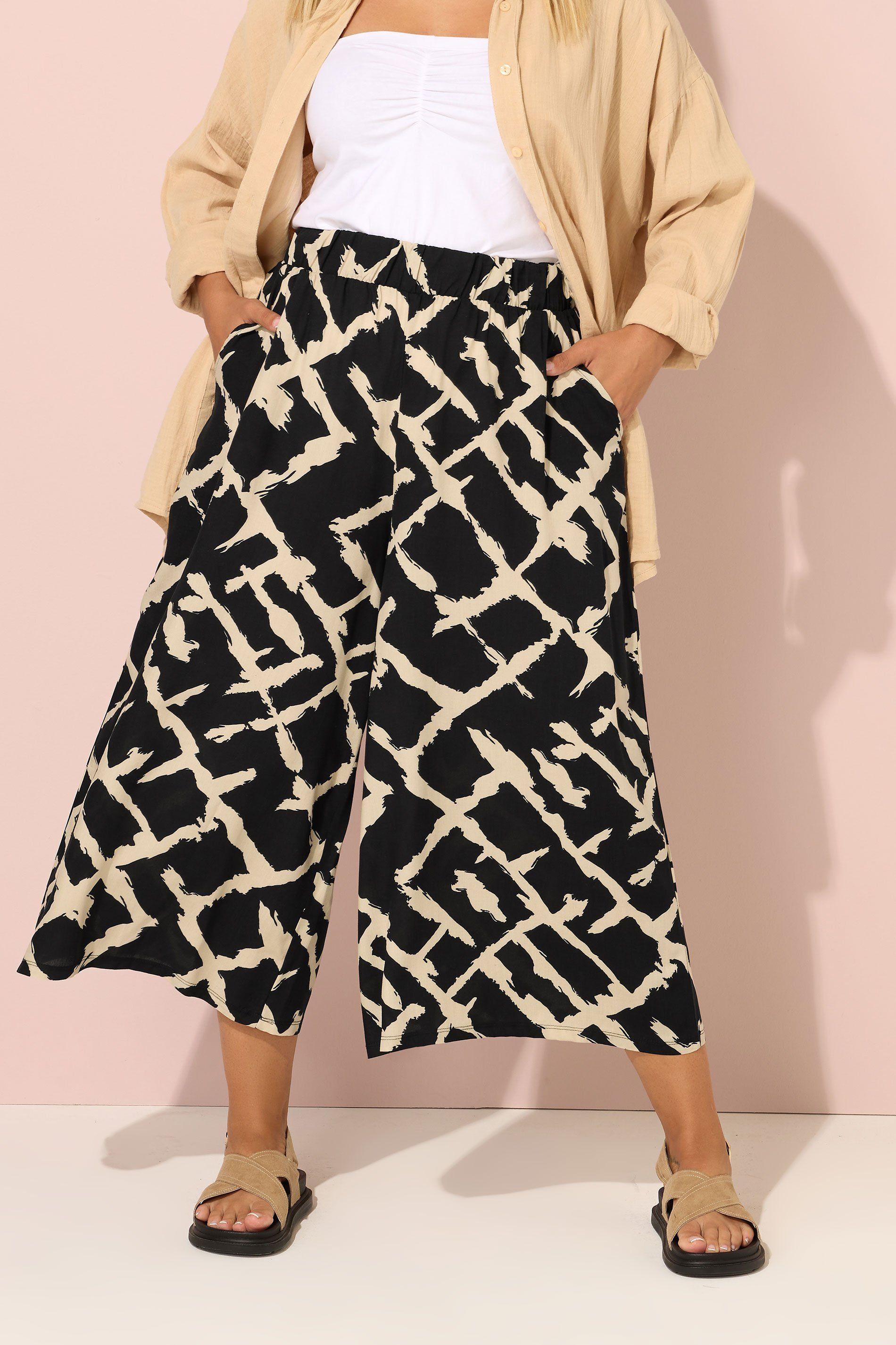 Abstract Print Wide Leg Trousers by YOURS