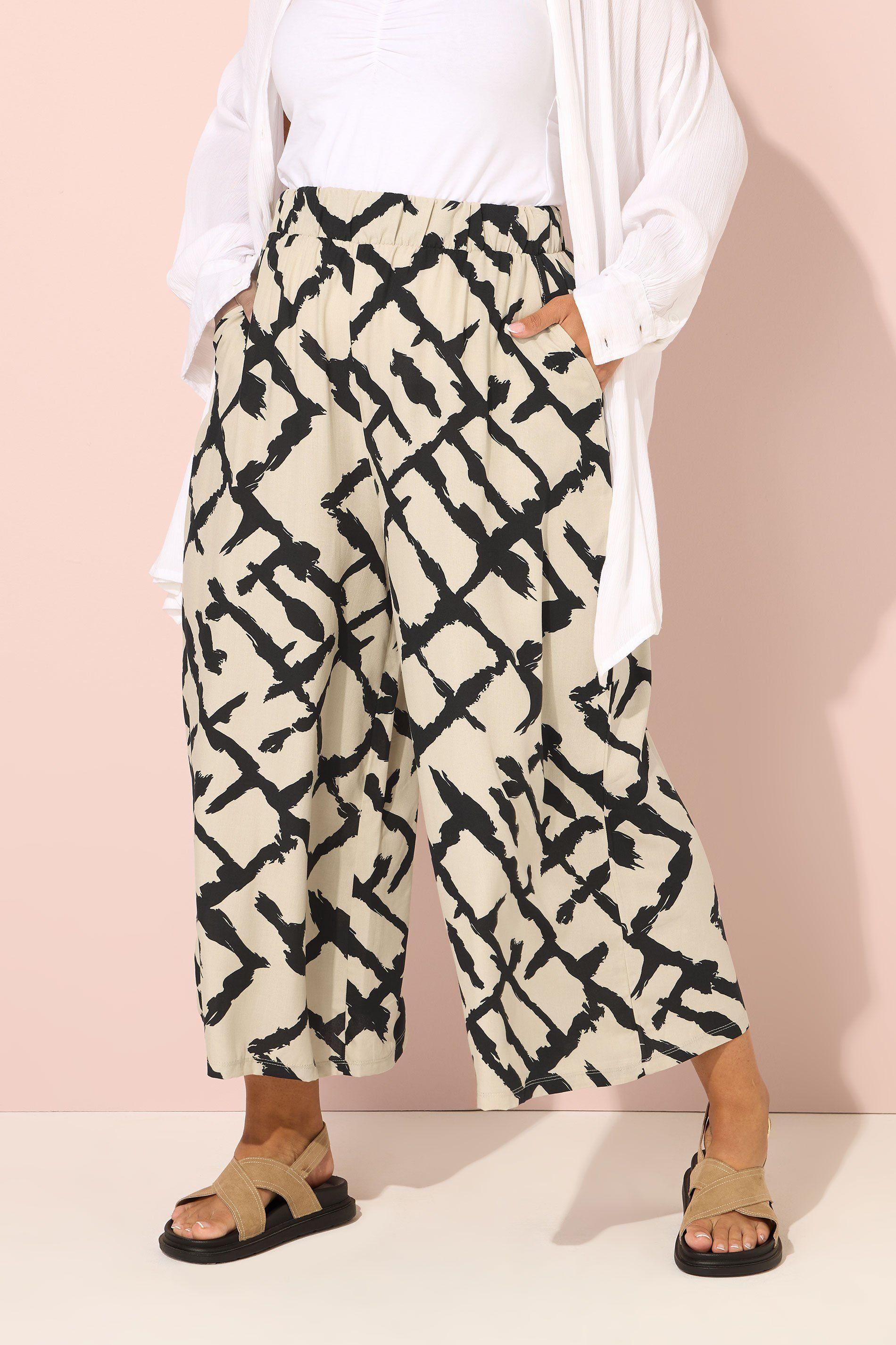 Abstract Print Wide Leg Trousers by YOURS