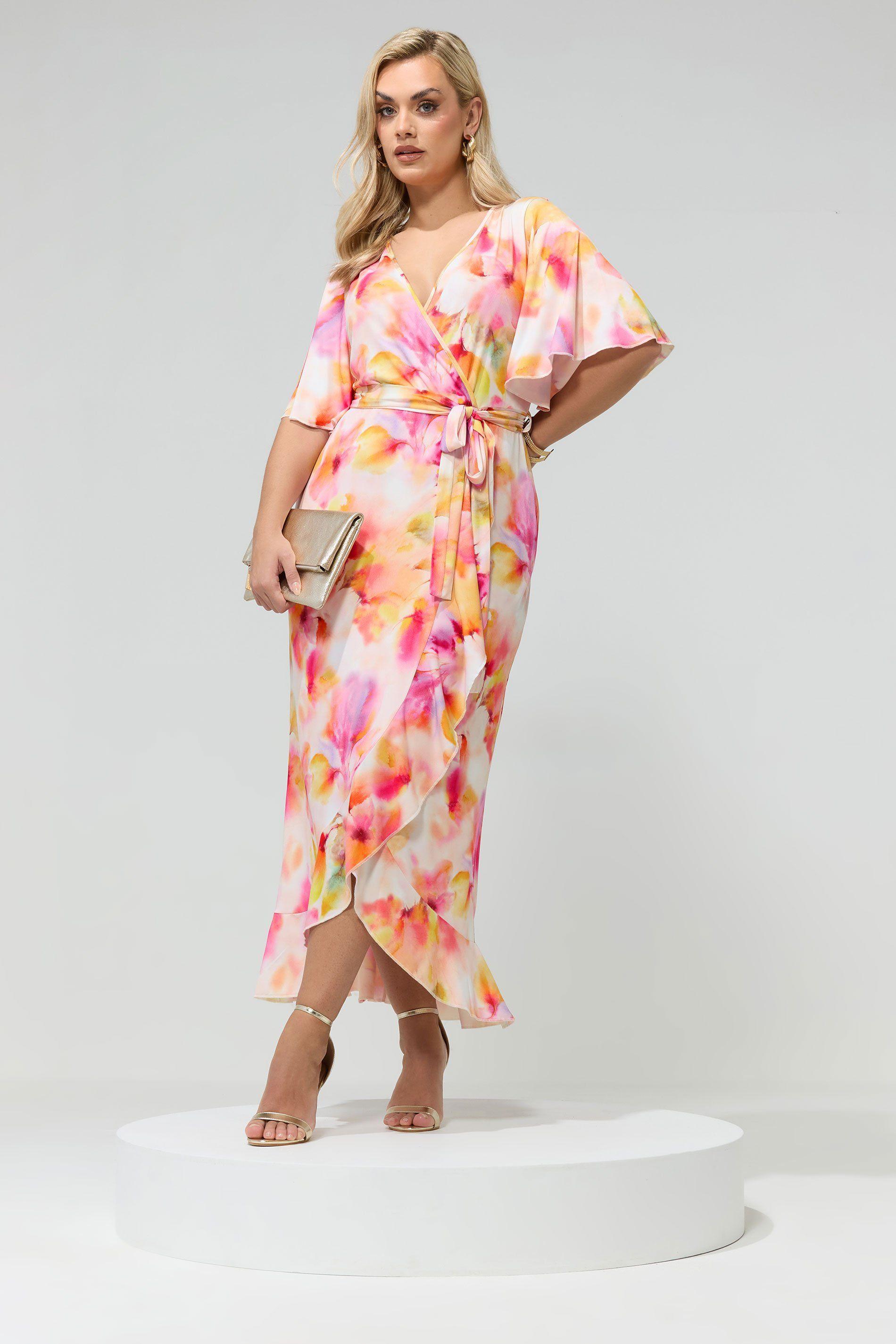 Abstract Ruffle Hem Wrap Dress by YOURS
