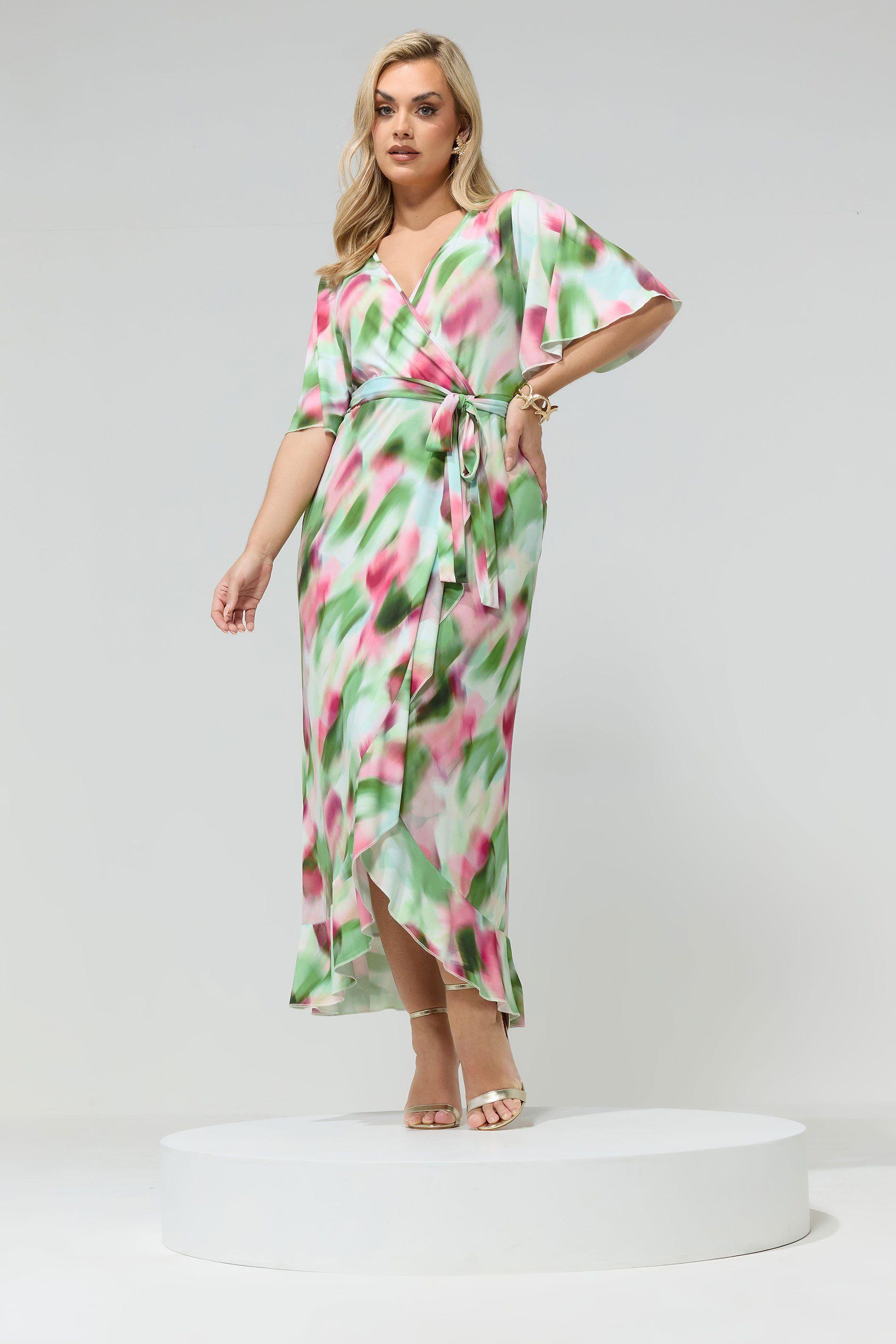Abstract Ruffle Hem Wrap Dress by YOURS