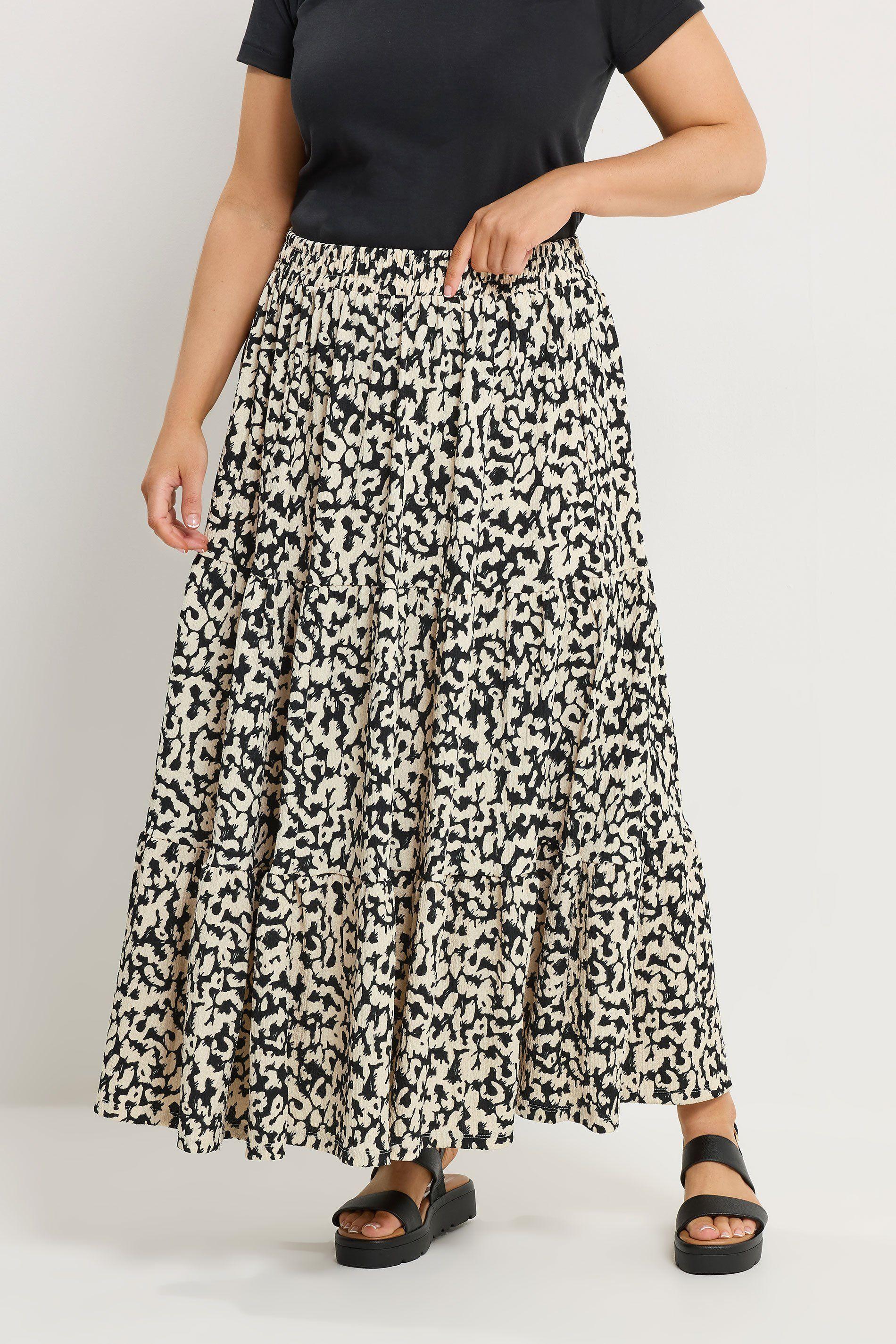 Abstract Textured Tiered Skirt by YOURS