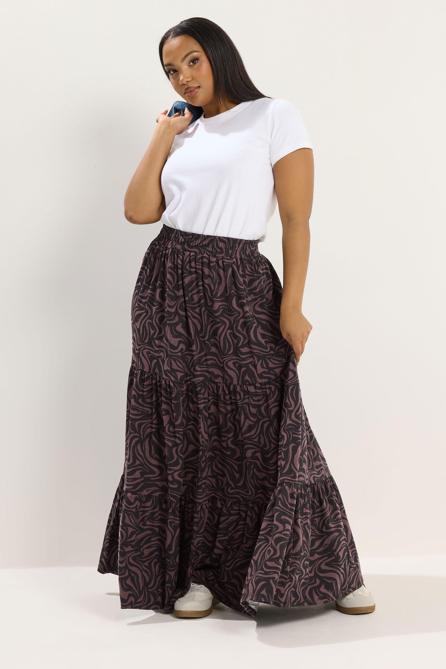 Abstract Tiered Maxi Skirt by YOURS