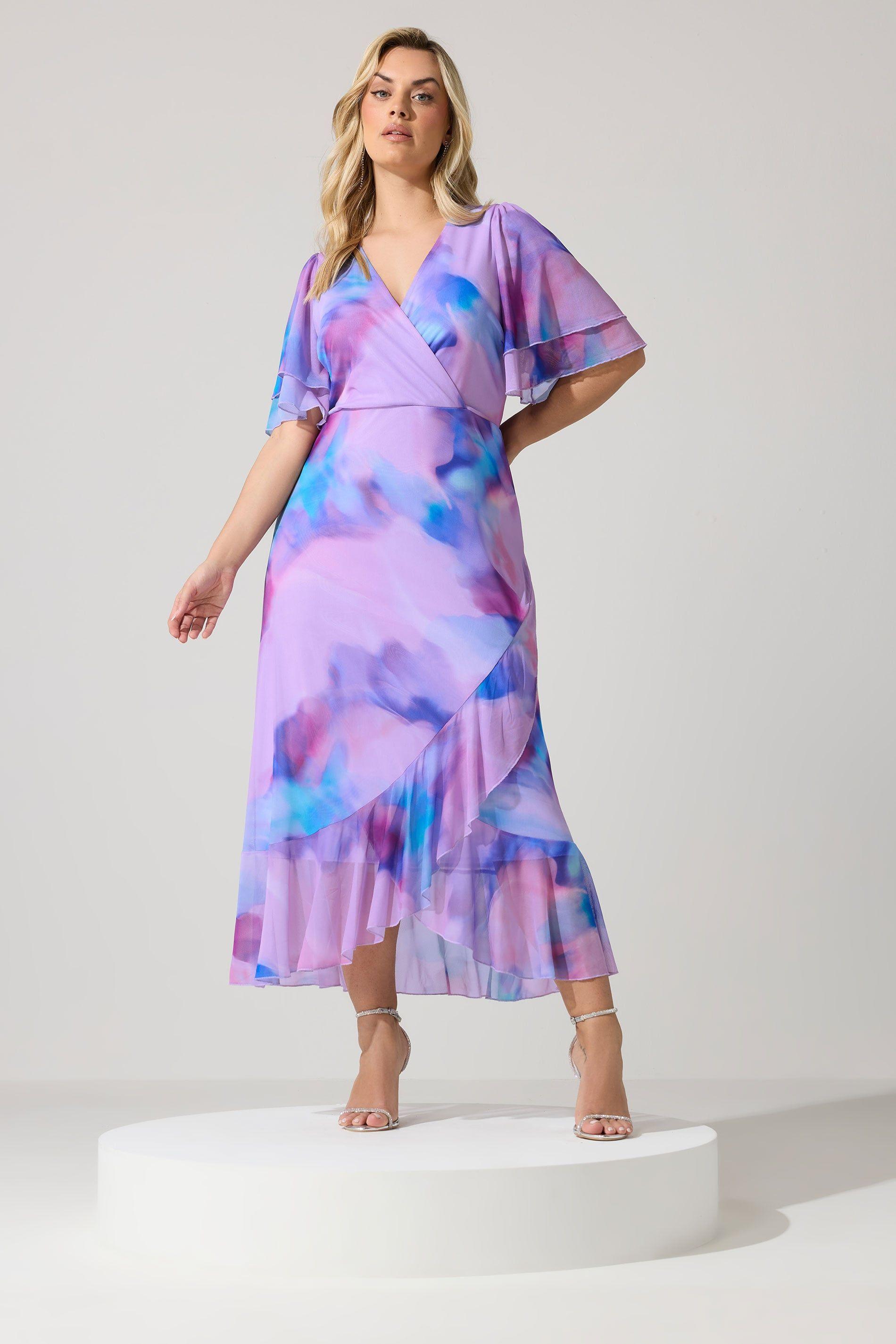 Abstract Wrap Ruffle Hem Dress by YOURS