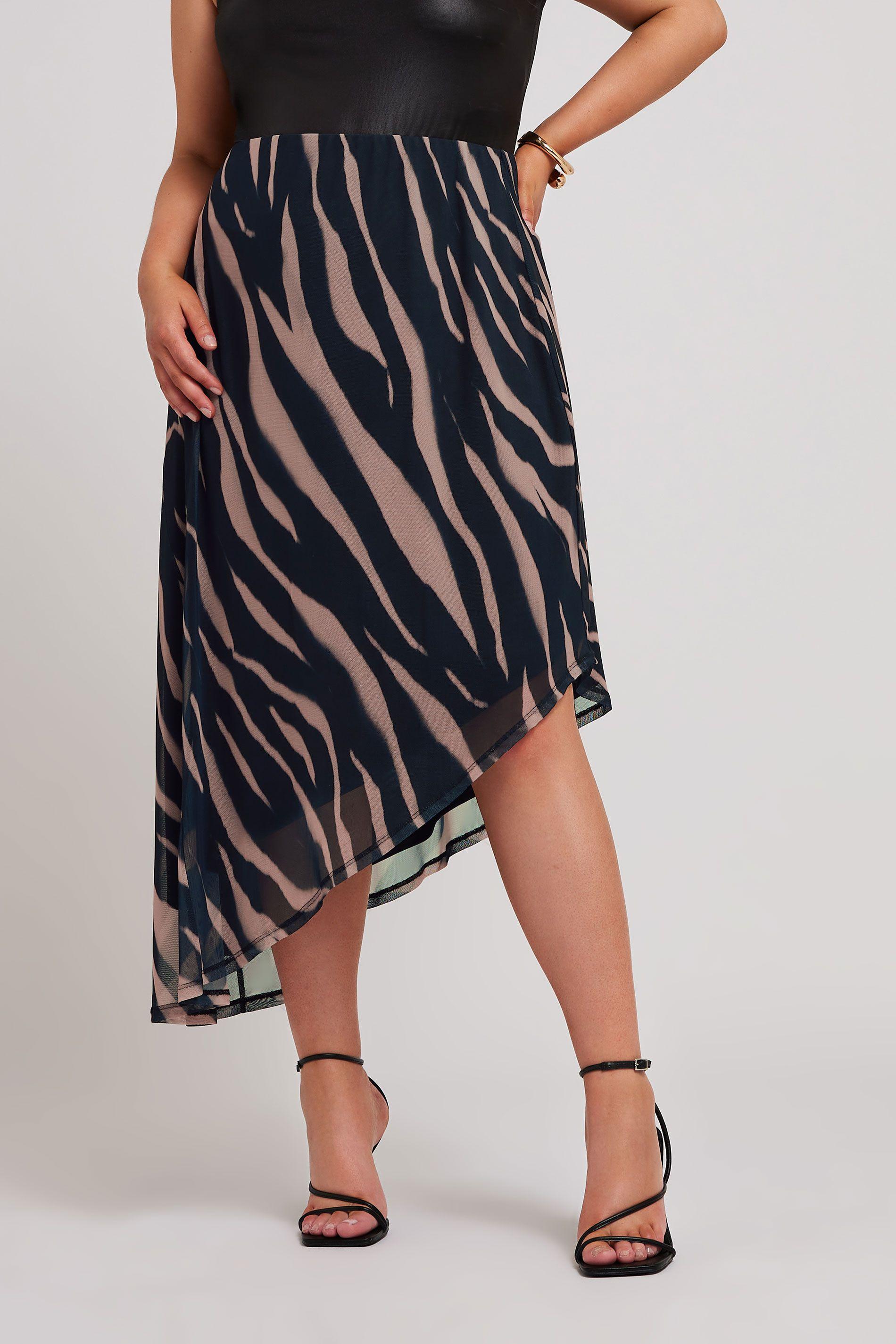 Asymmetric Mesh Skirt by YOURS