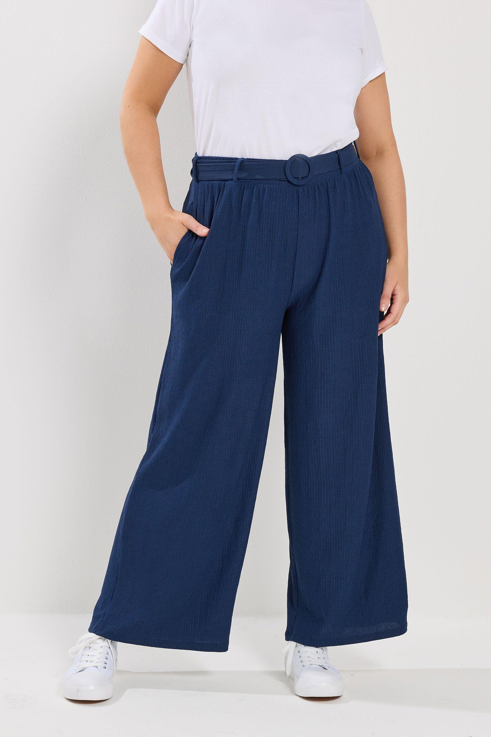 Belted Textured Wide Leg Trousers by YOURS