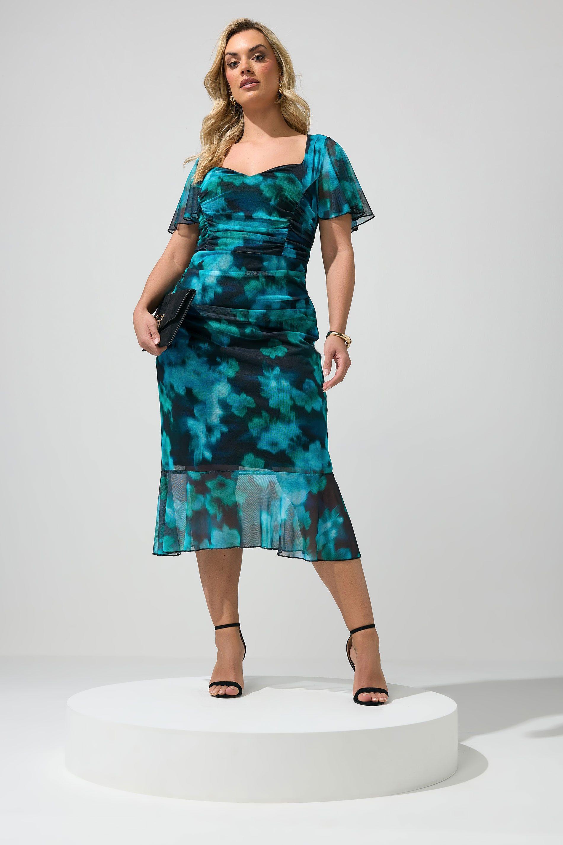 Blur Print Gathered Midi Dress by YOURS