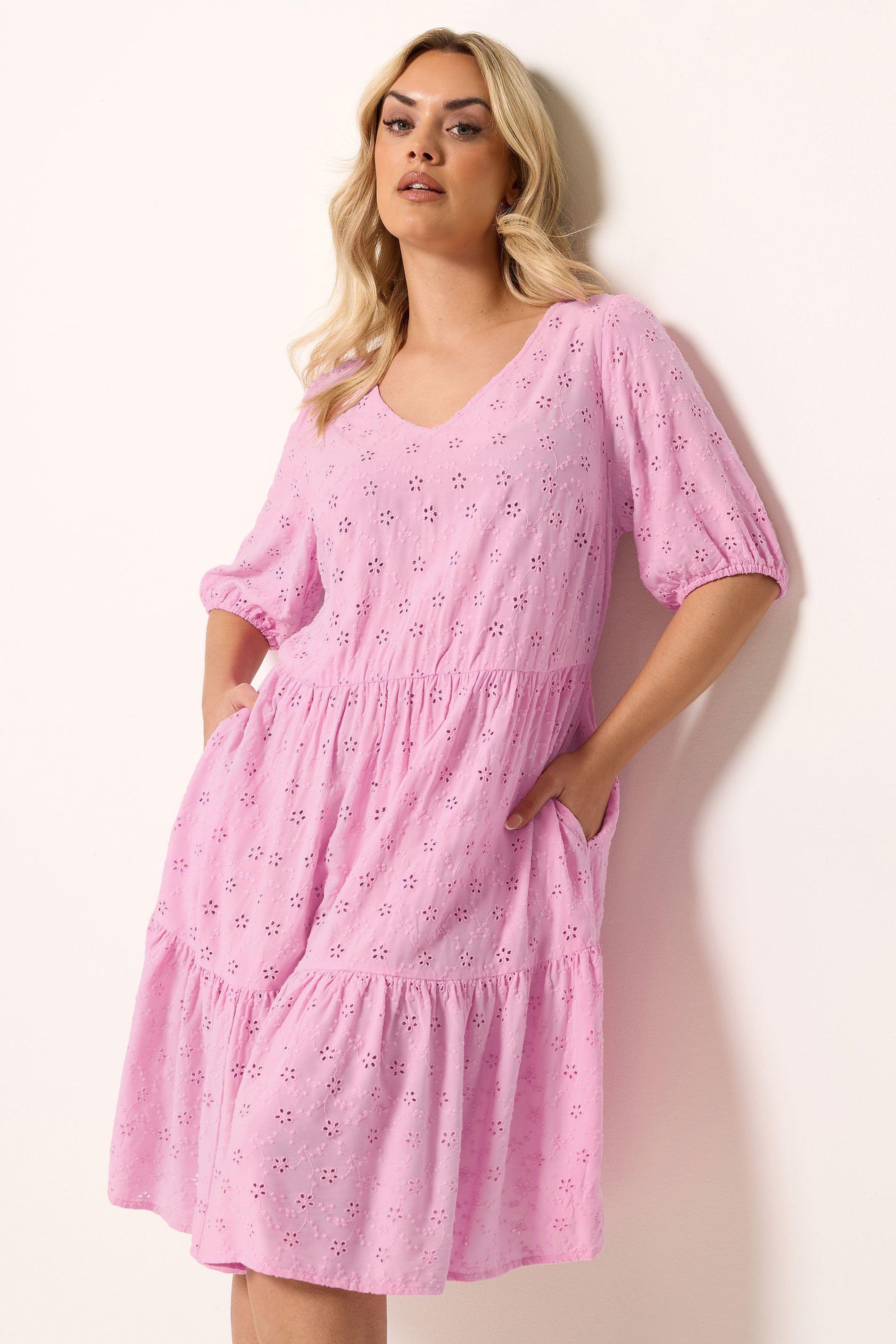 Broderie Anglaise Tiered Dress by YOURS Broderie Anglaise Tiered Dress by YOURS