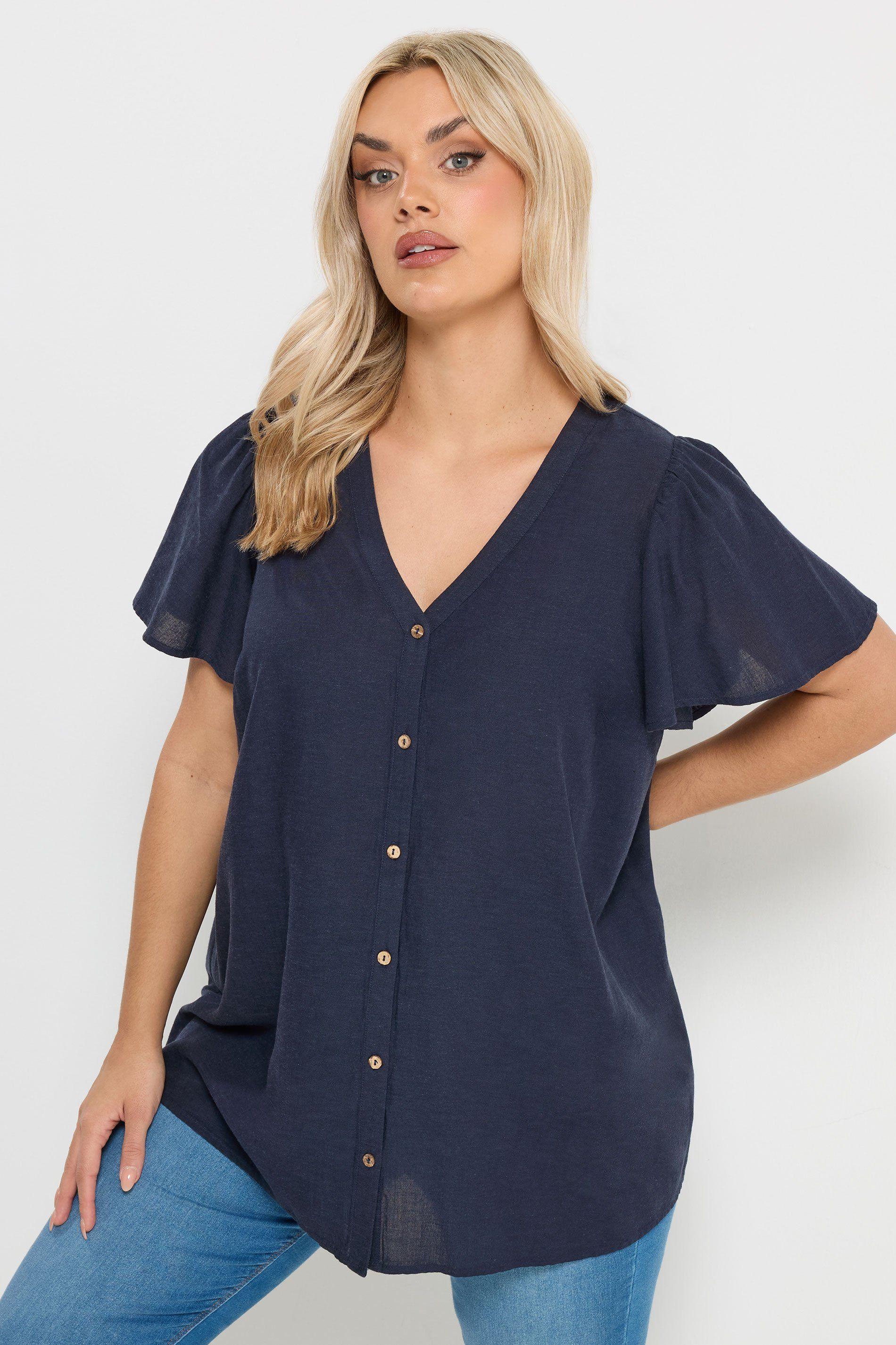 Button Through Linen Blouse by YOURS