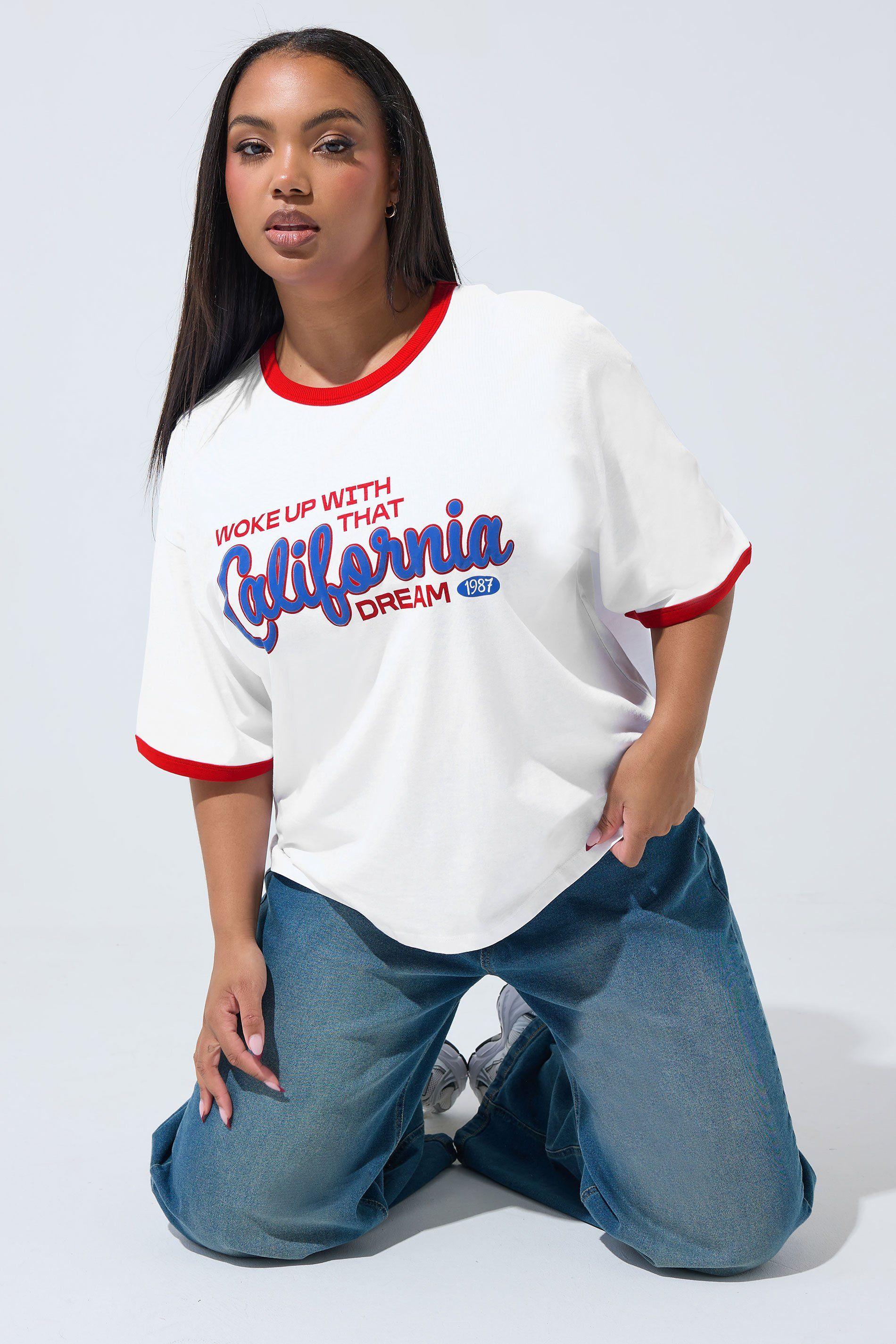 'California' Varsity Ringer T-Shirt by YOURS