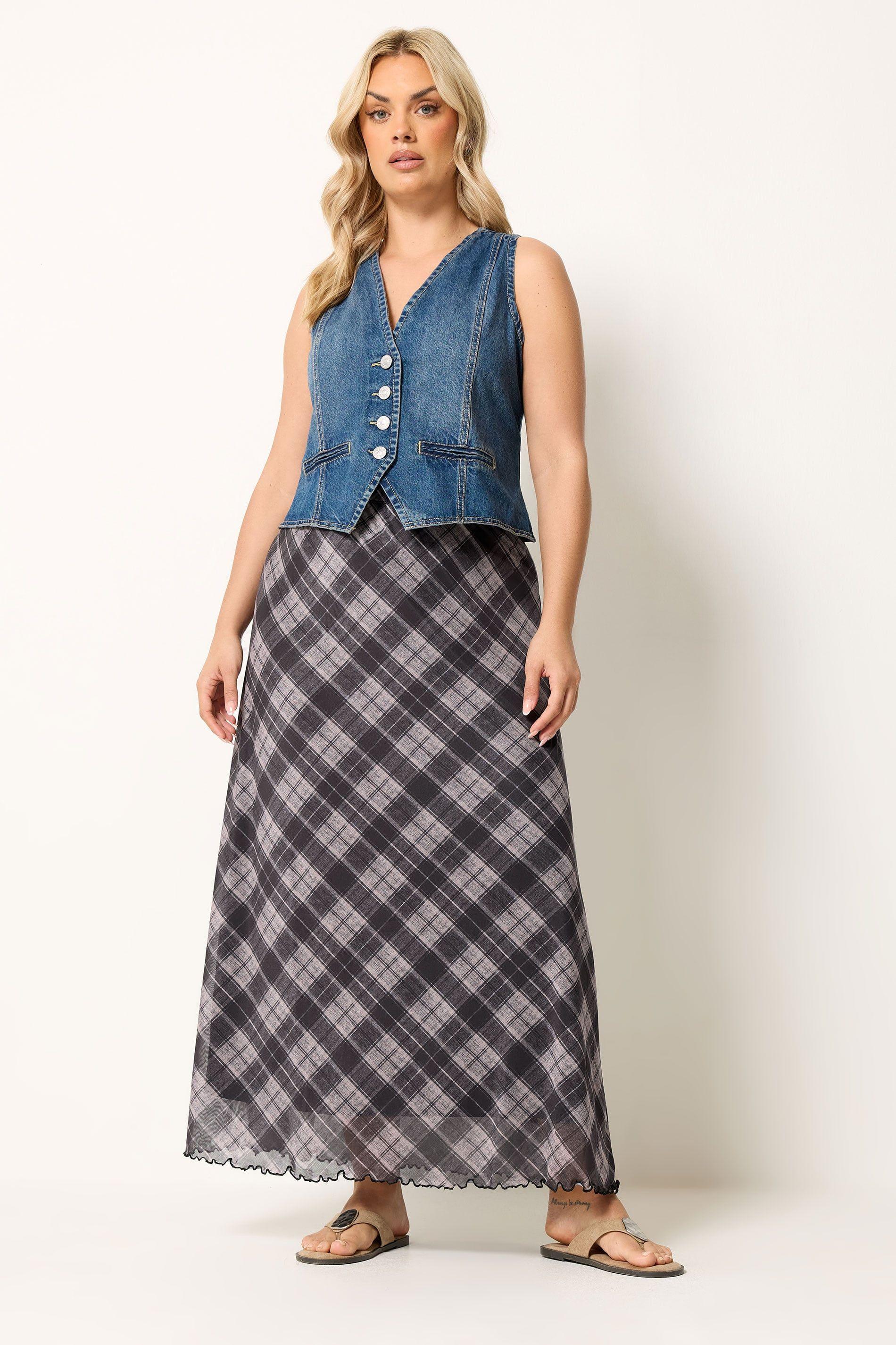 Check Mesh Skirt by YOURS