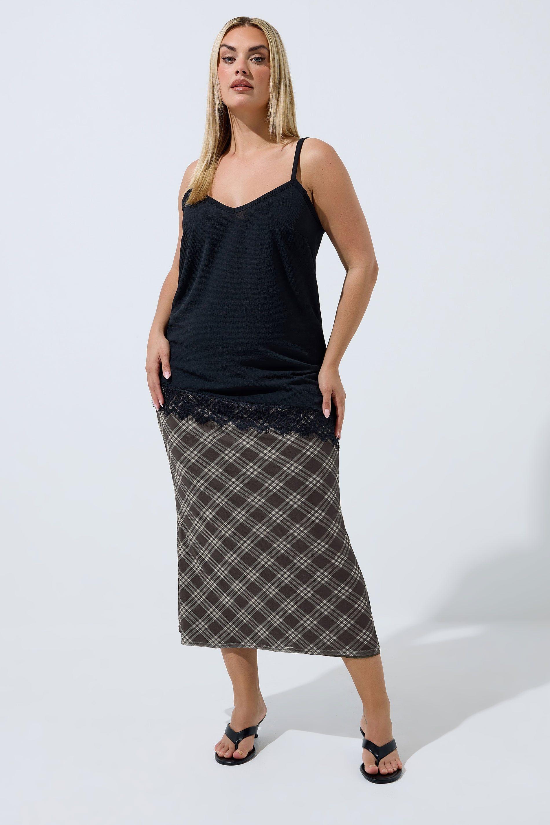 Checked Mesh Skirt by YOURS