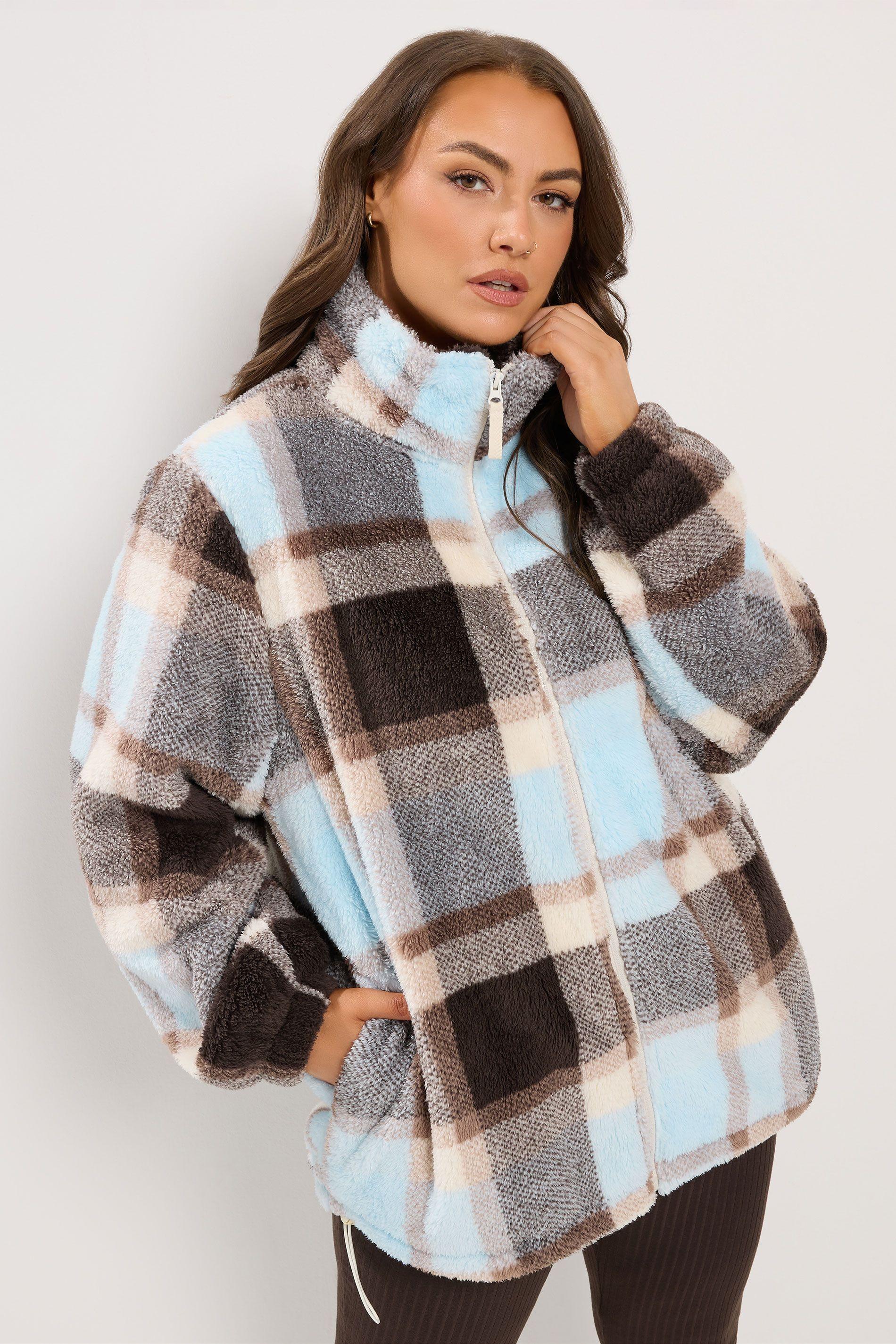 Checked Zip Through Fleece by YOURS