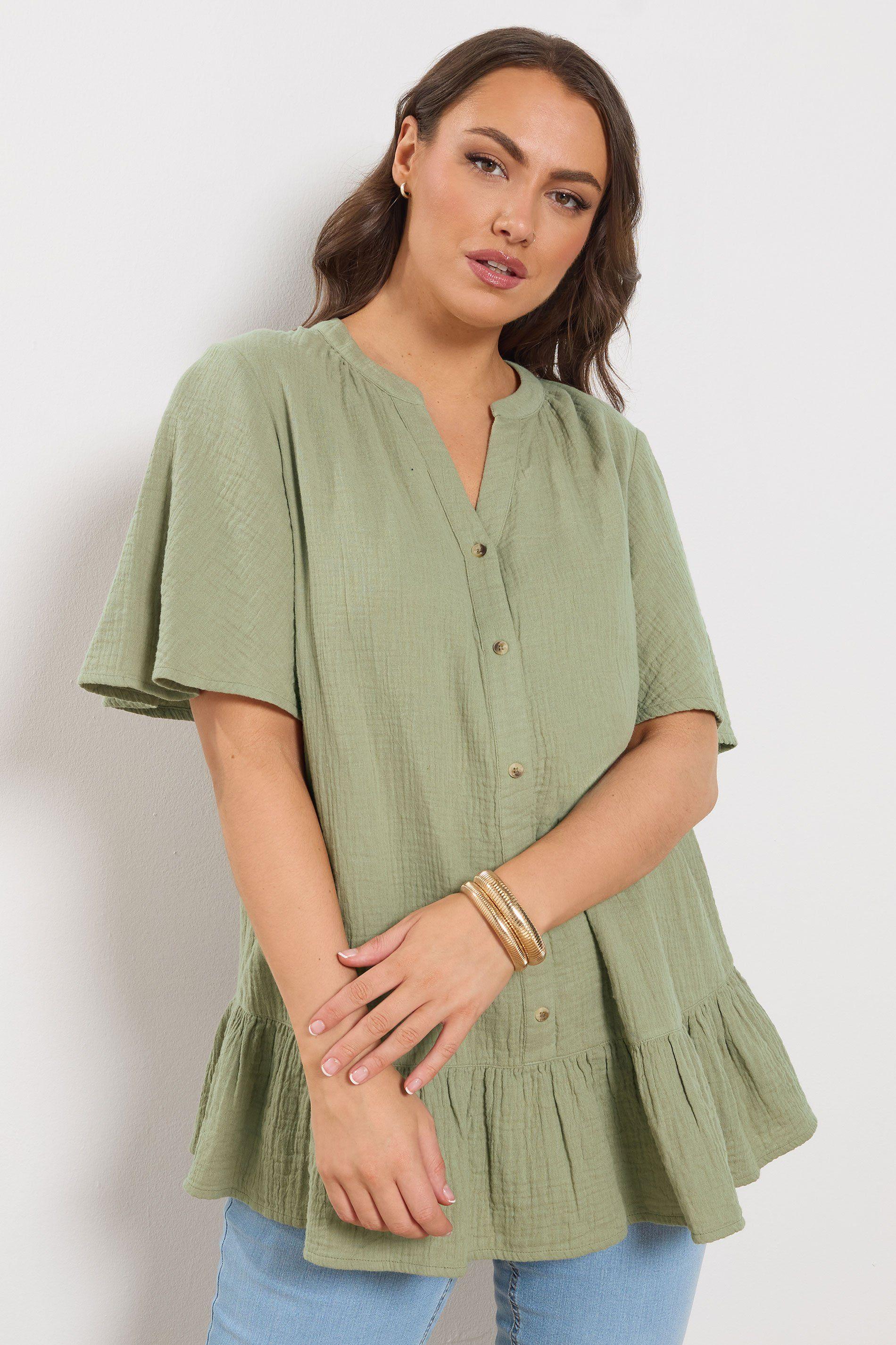 Cheesecloth Button Through Top by YOURS