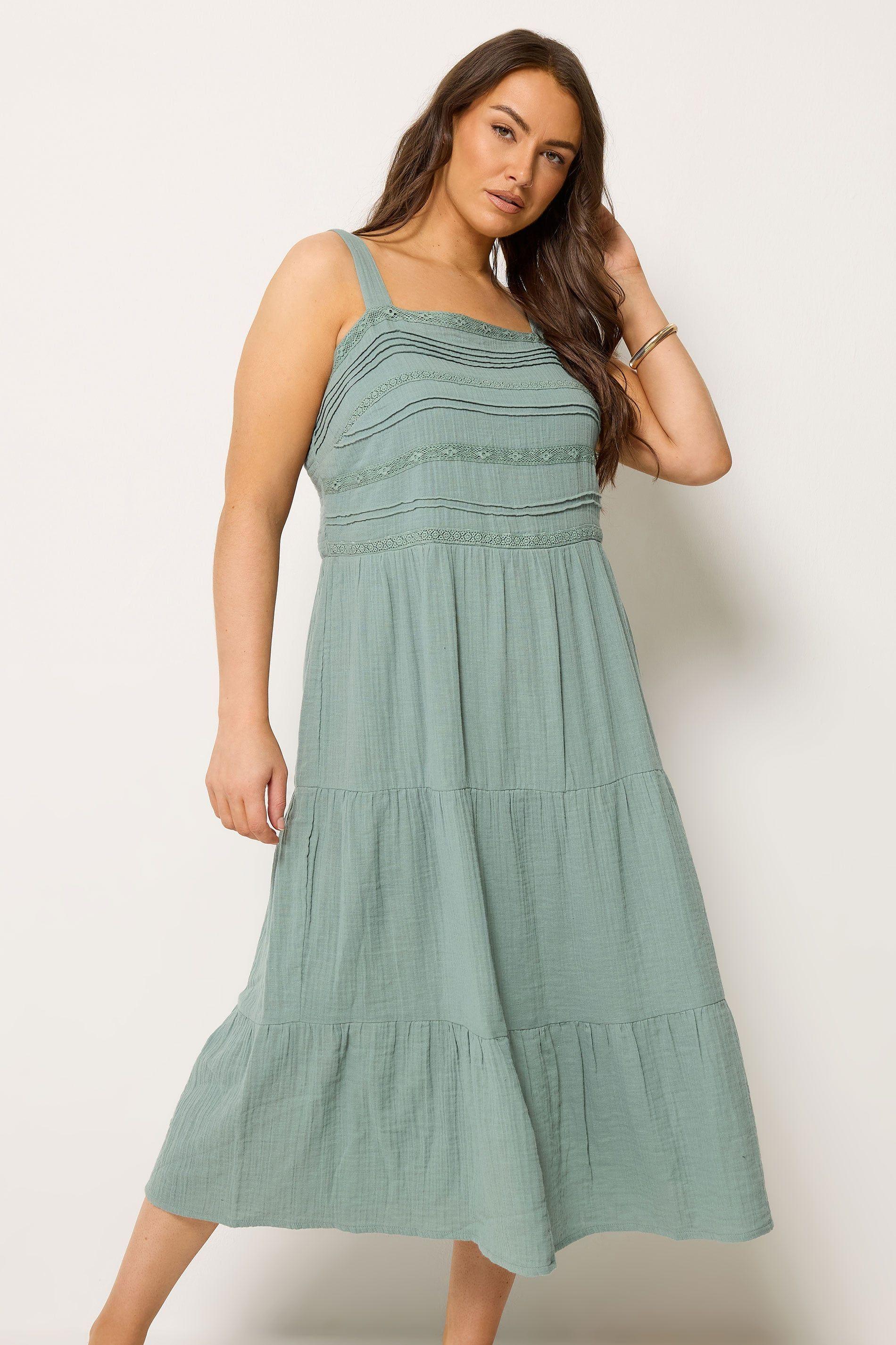 Cheesecloth Pleated Tiered Dress by YOURS
